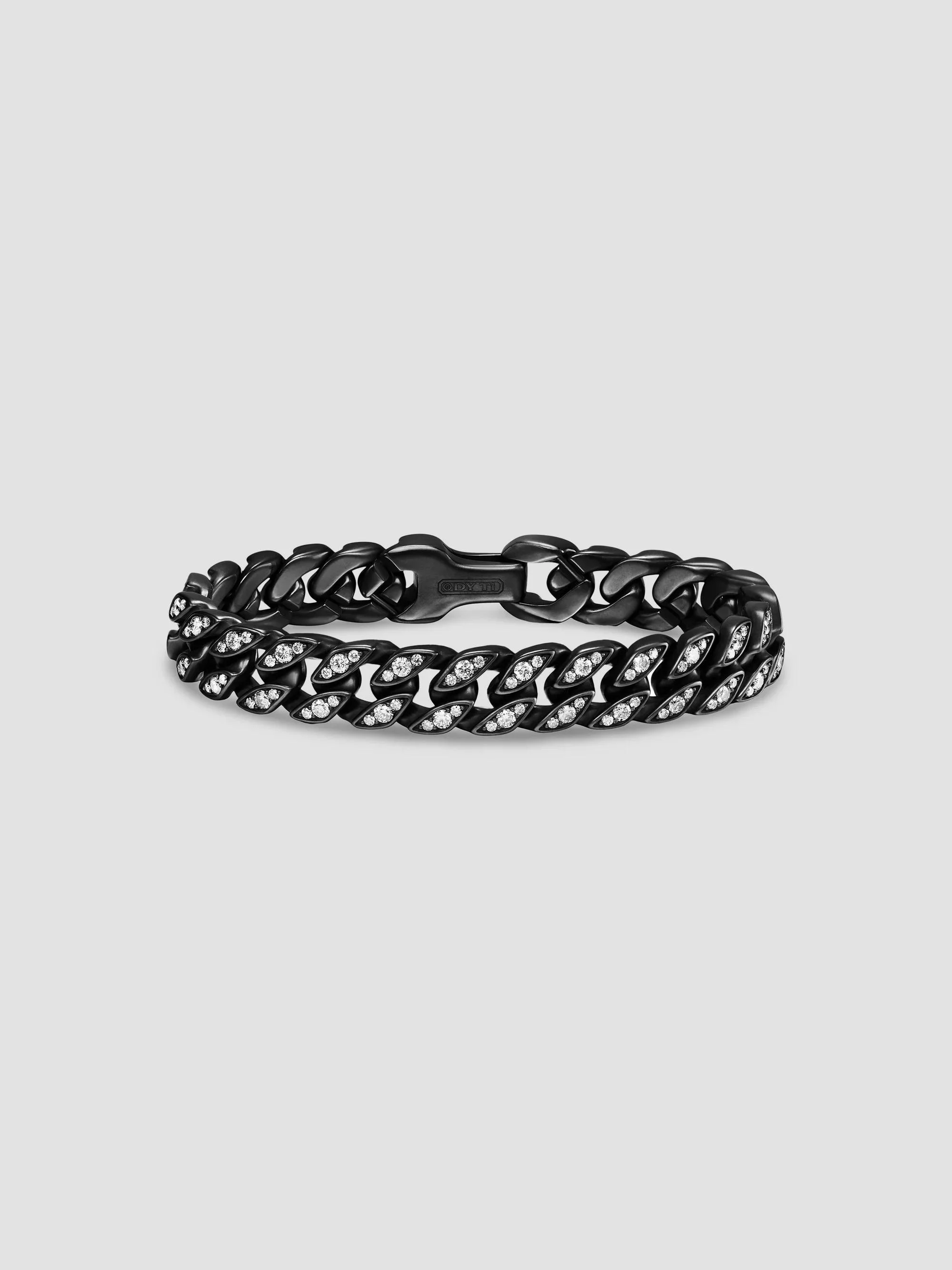 Men's Curb Chain Bracelet in Titanium - Diamond - 1