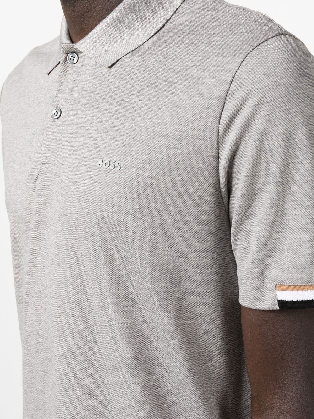 stripe-collar short sleeved polo shirt - 5