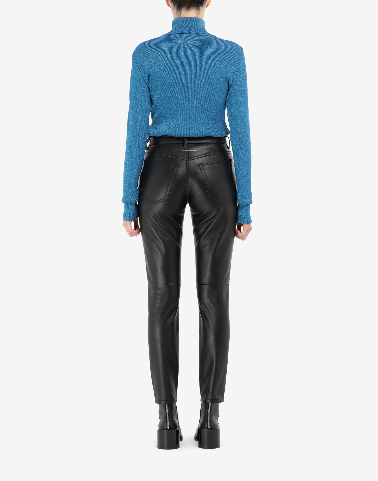 Split hem leather trousers - 4