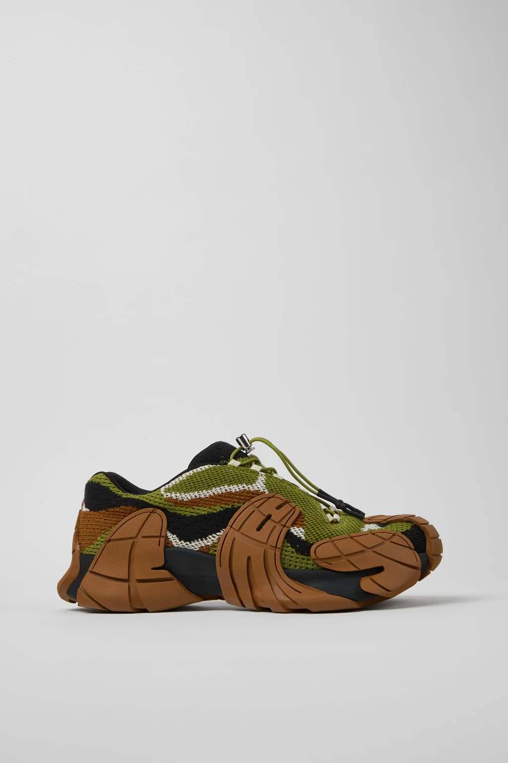 Brown-Green Textile Sneakers - 1