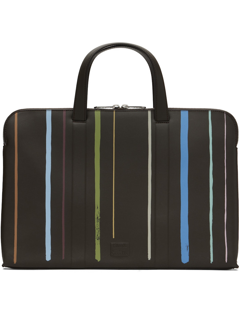 Brown 'Painted Stripe' Slim Leather Folio Briefcase 1