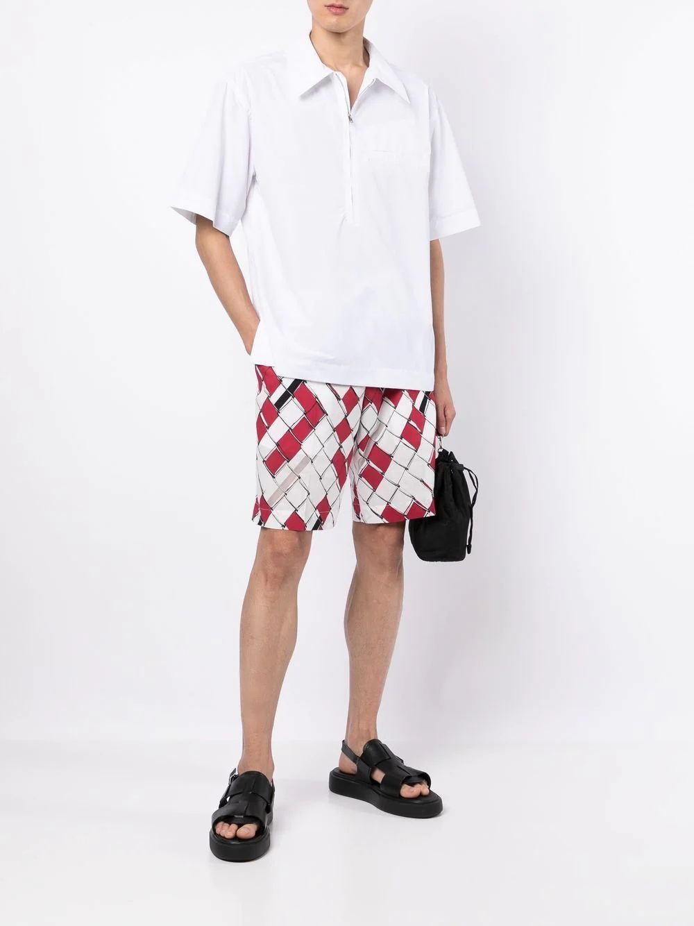 woven-print deck shorts - 2