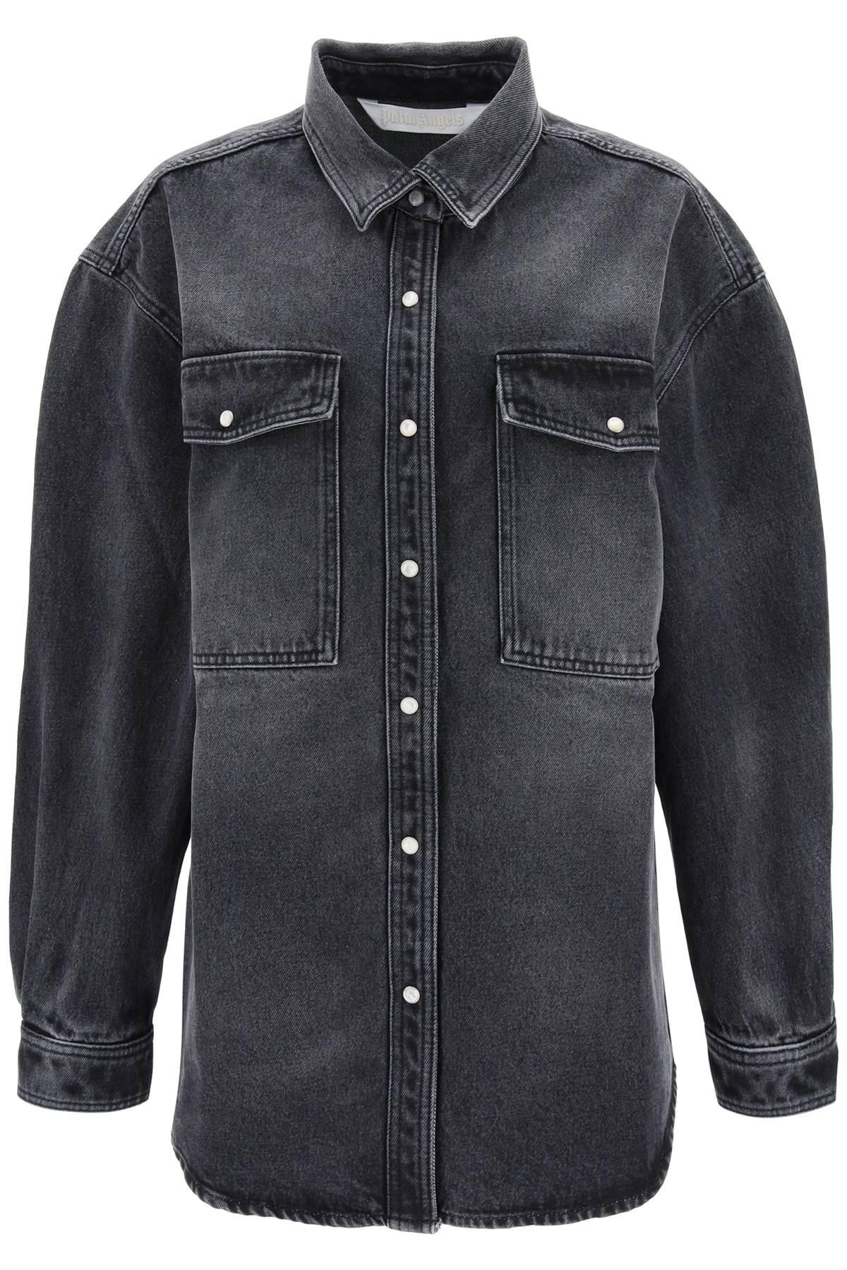 Palm Angels Oversized Snap Up Denim Shirt - 1