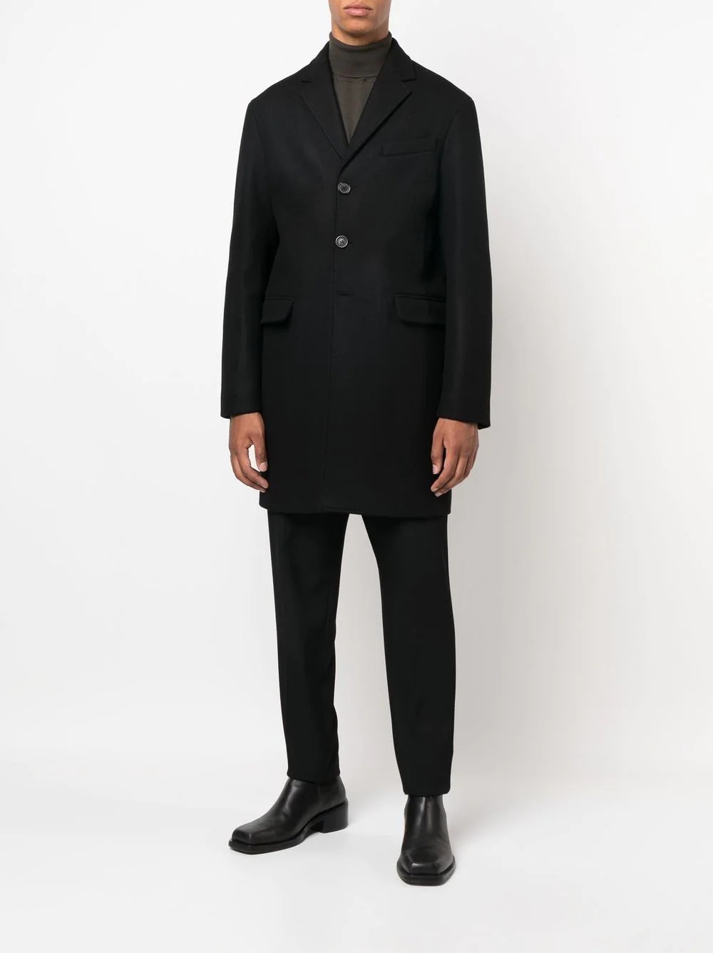 fitted single-breasted button coat - 2