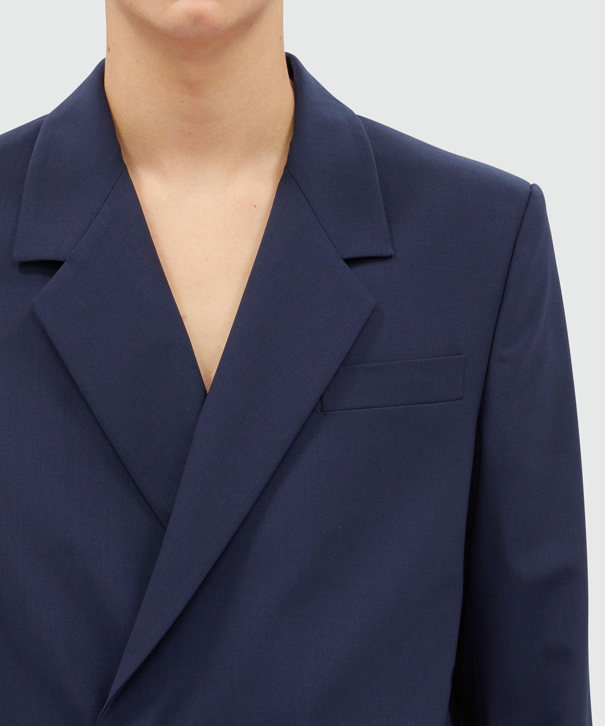 Double-breasted jacket in blue virgin wool - 5
