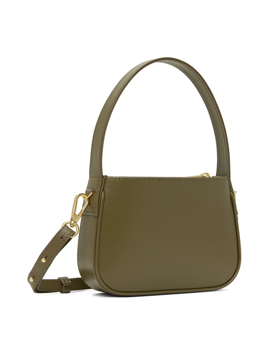 Khaki Nappa Leather Rhinestone Logo Bag - 3