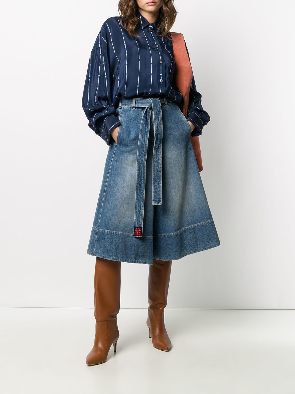 tied-waist denim skirt - 2