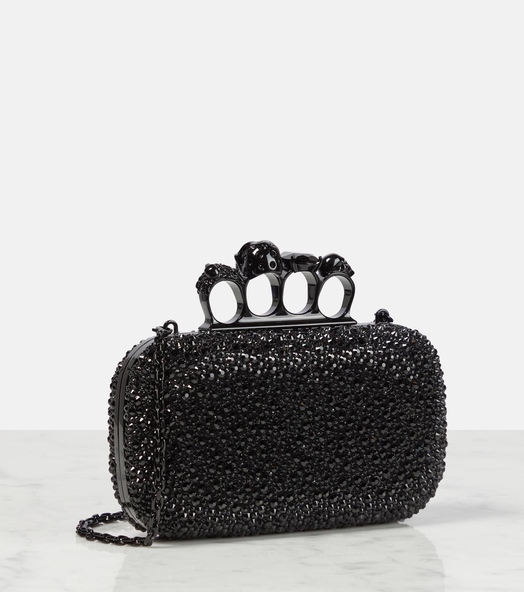 Knuckle embellished leather clutch - 4