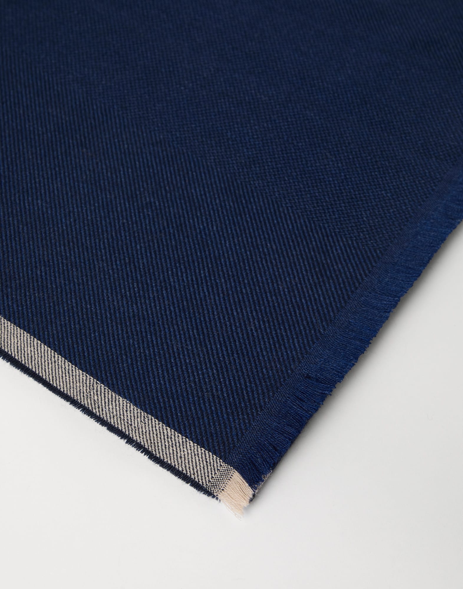 Wool and cashmere diagonal scarf with striped edge - 2