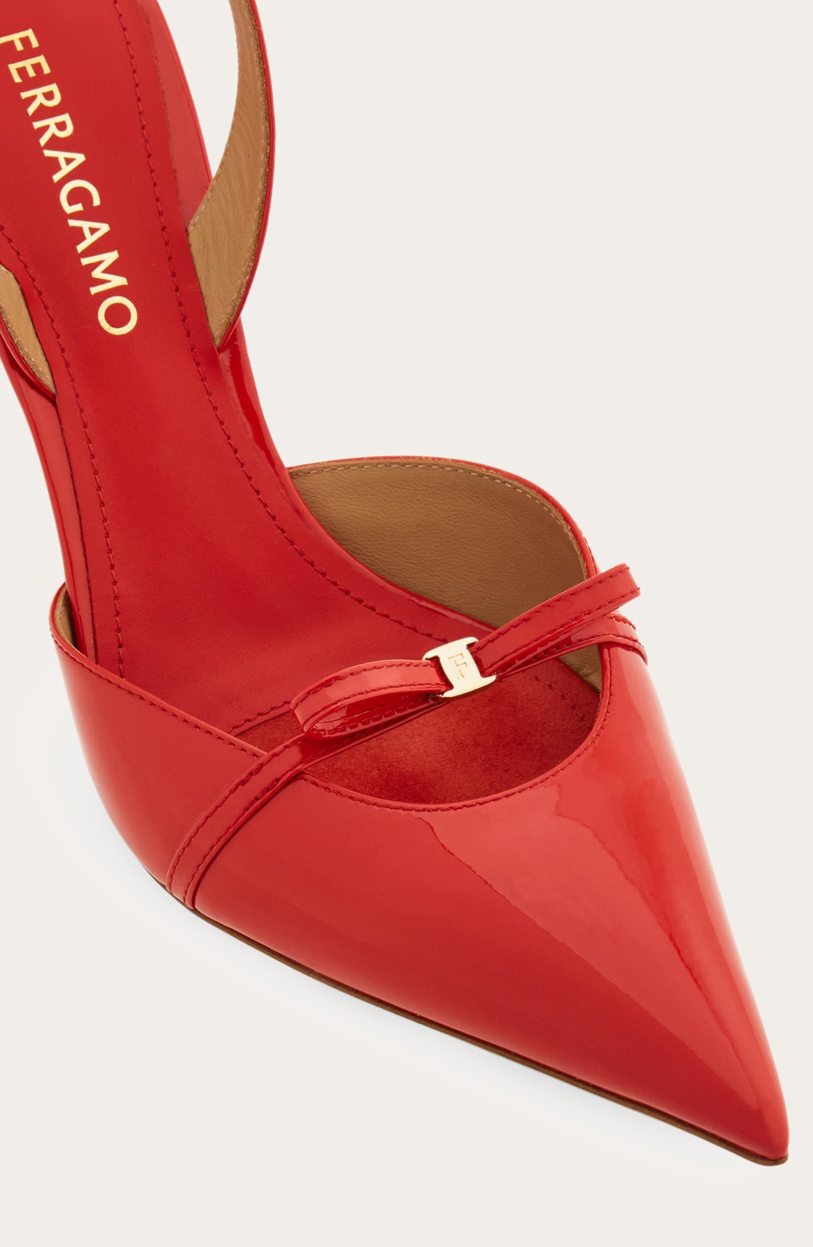 FERRAGAMO Gylla Pointed Toe Slingback Pump in Flame Red at Nordstrom - 4
