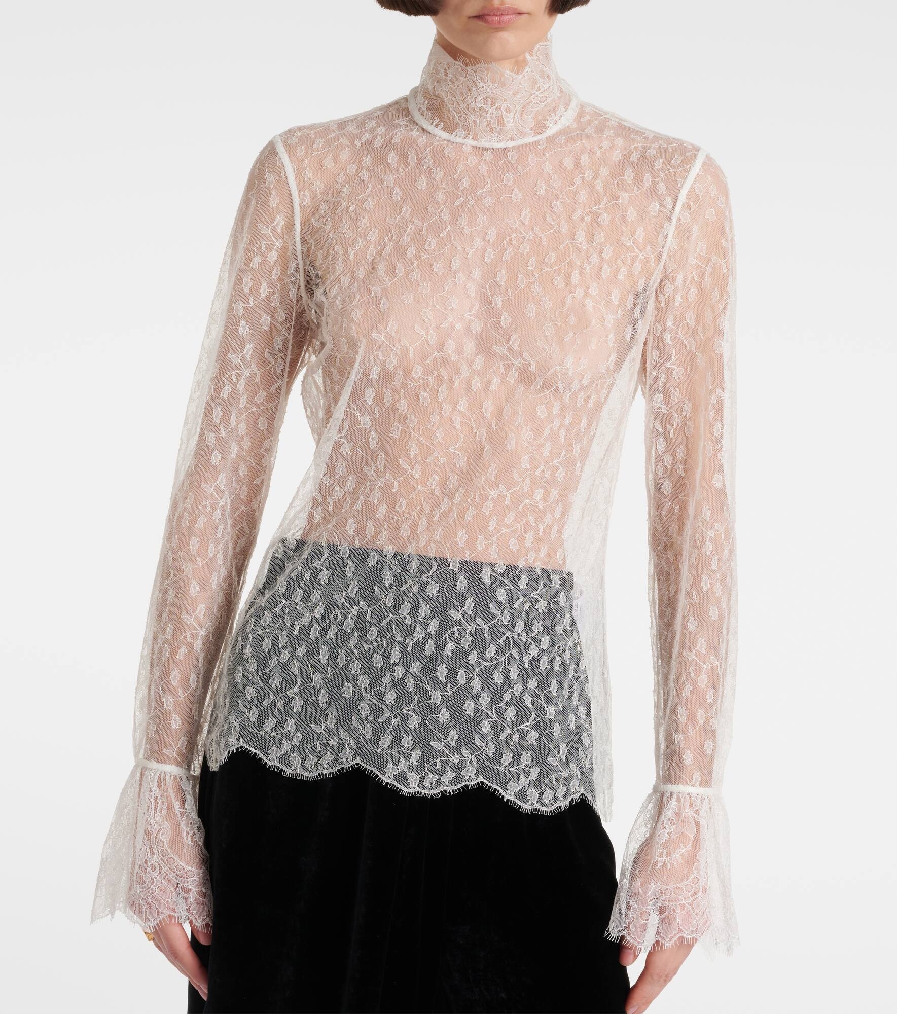 Sheer floral lace blouse - 6