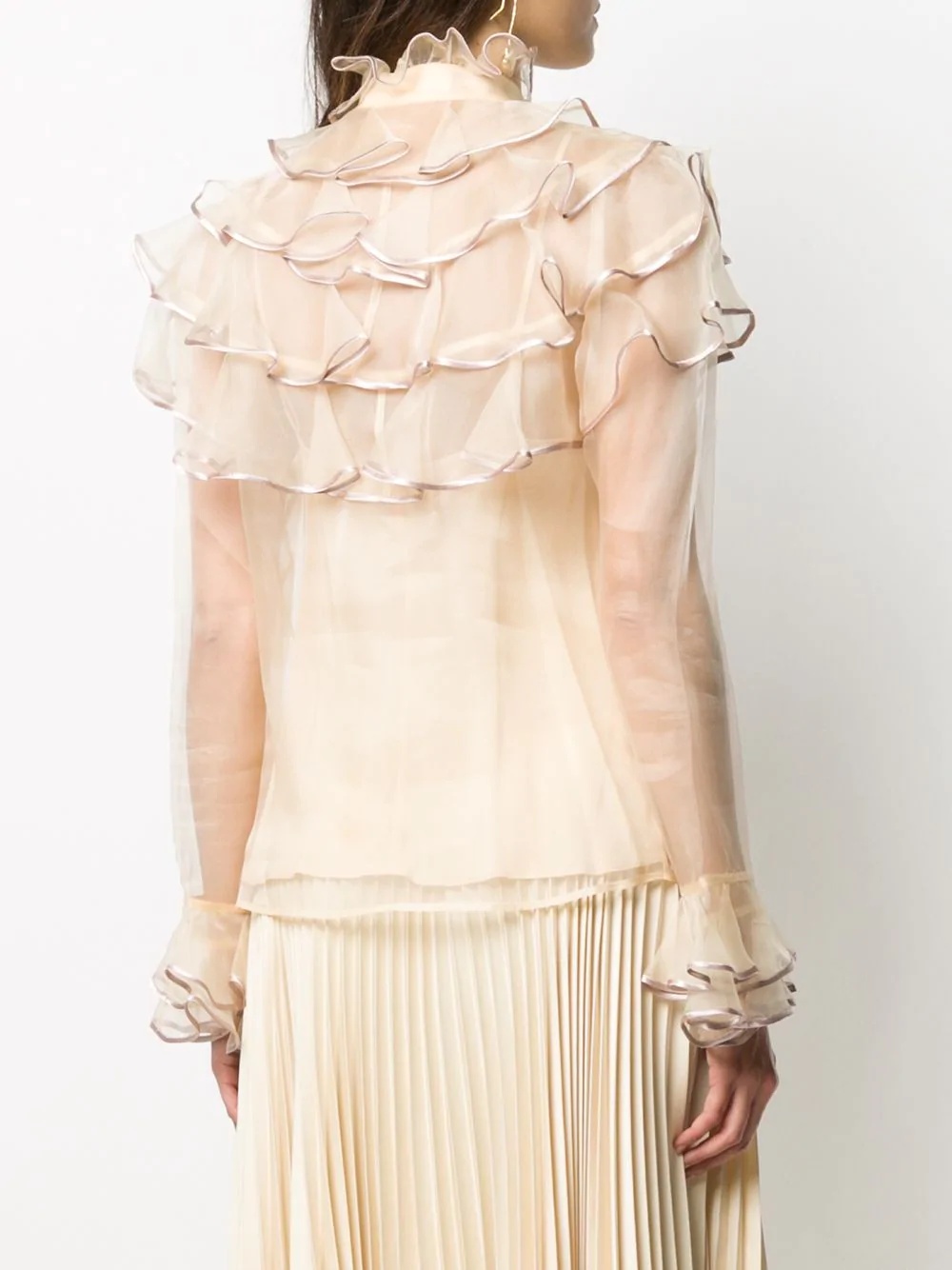 ruffled sheer-panelled blouse - 4