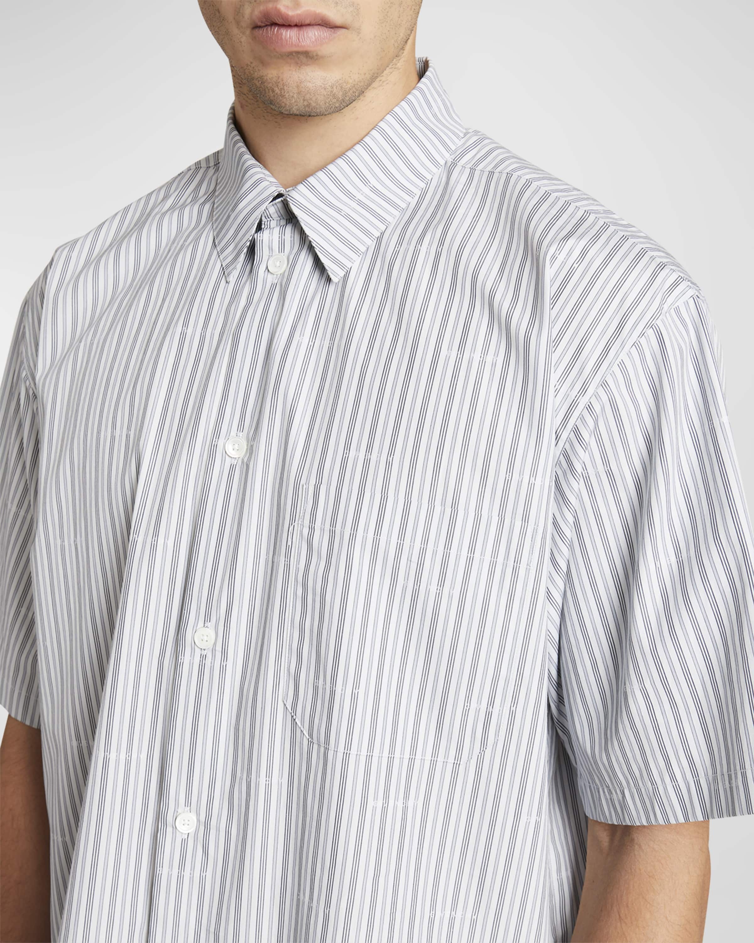 Men's Boxy Logo Stripe Button-Down Shirt - 6