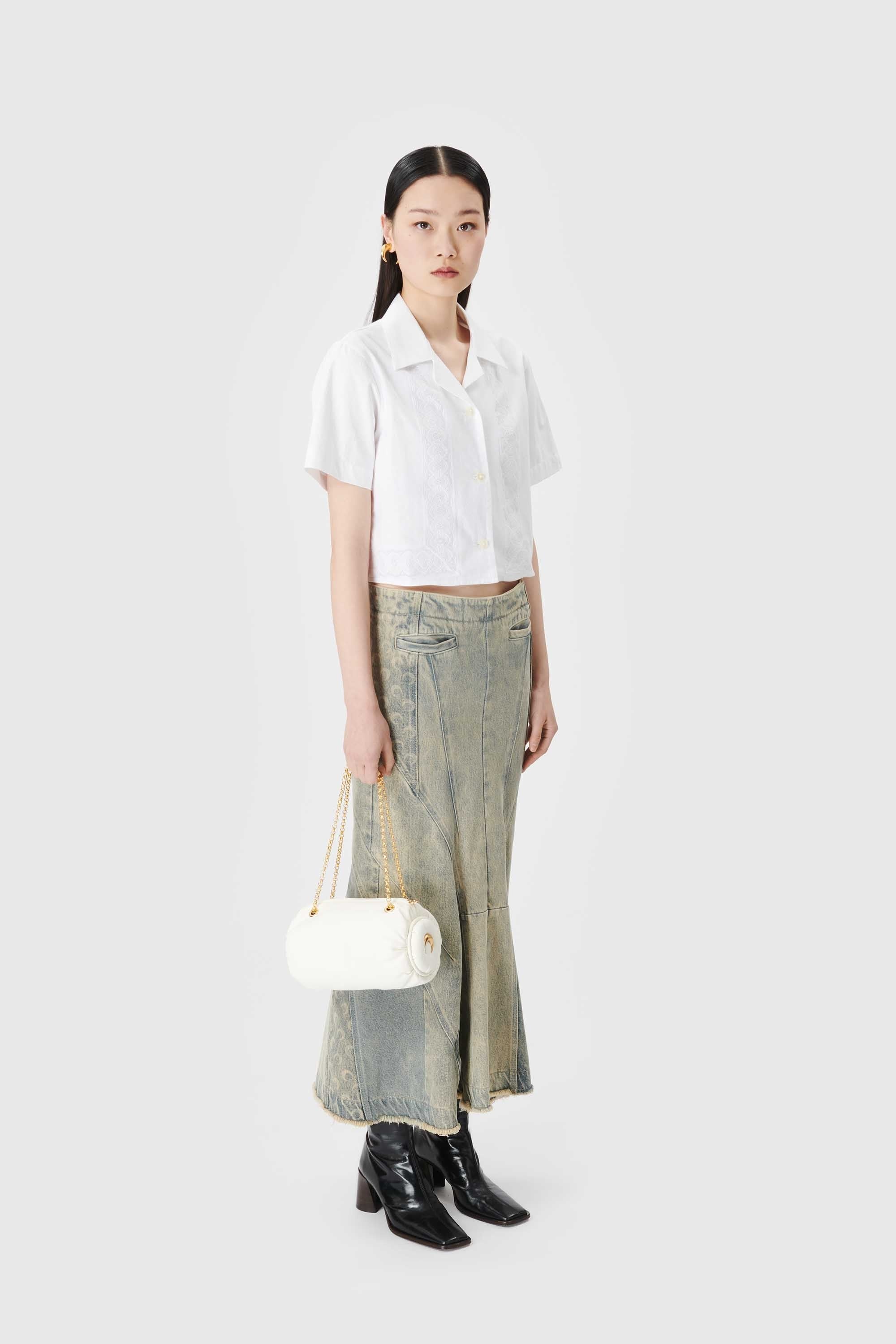 Regenerated Denim Flared Skirt - 5