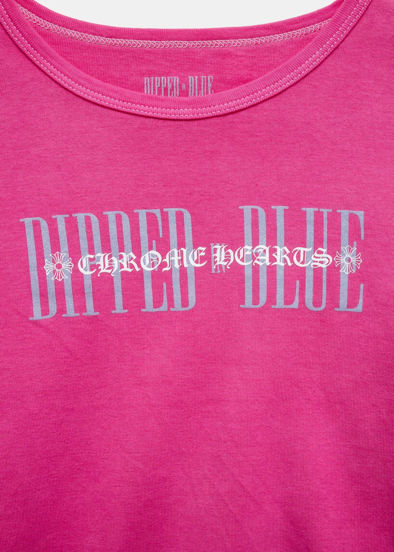 Chrome Hearts CH Dipped in Blue Pink Womens Cropped Tee - 3