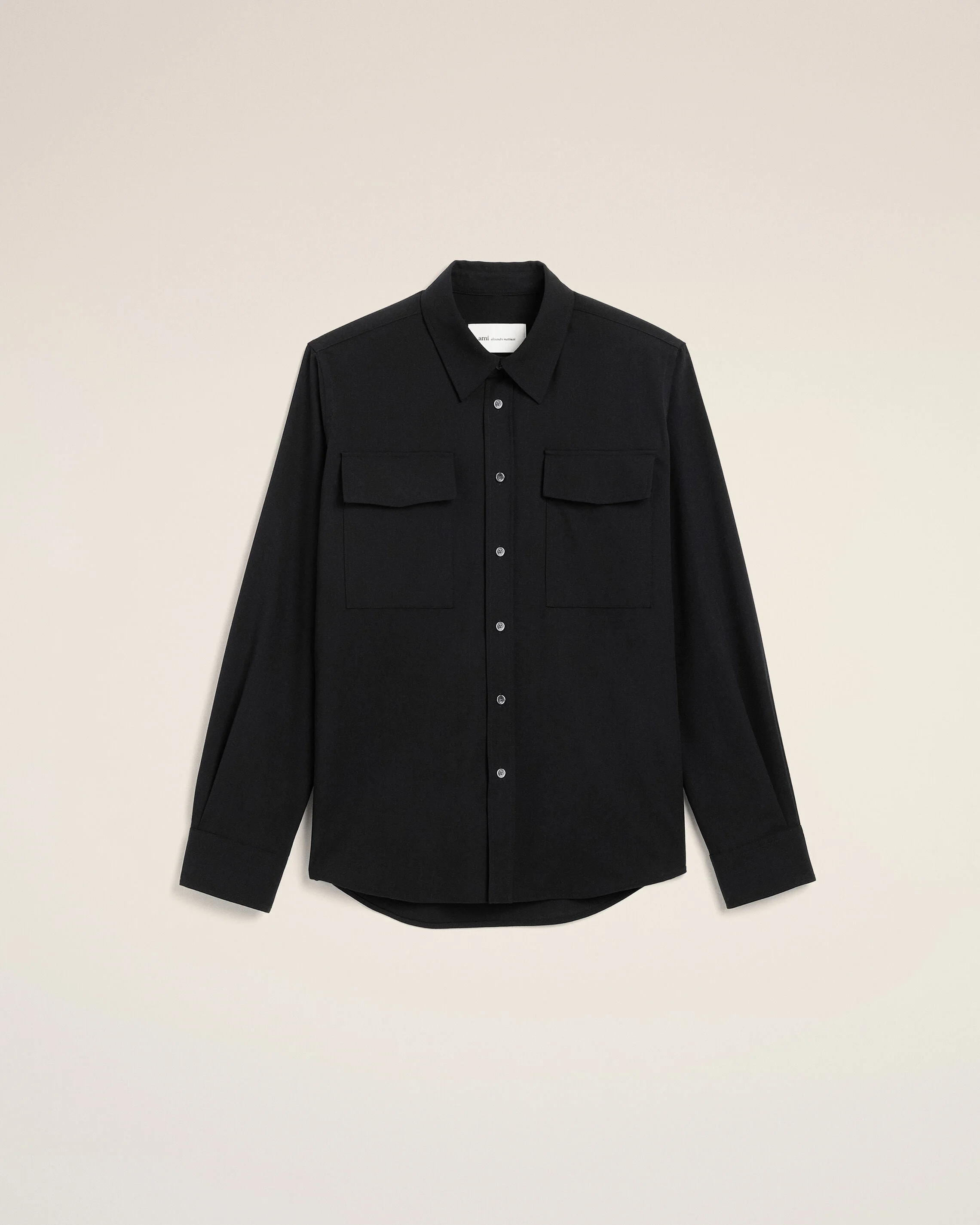 BLACK WOOL SHIRT - 1