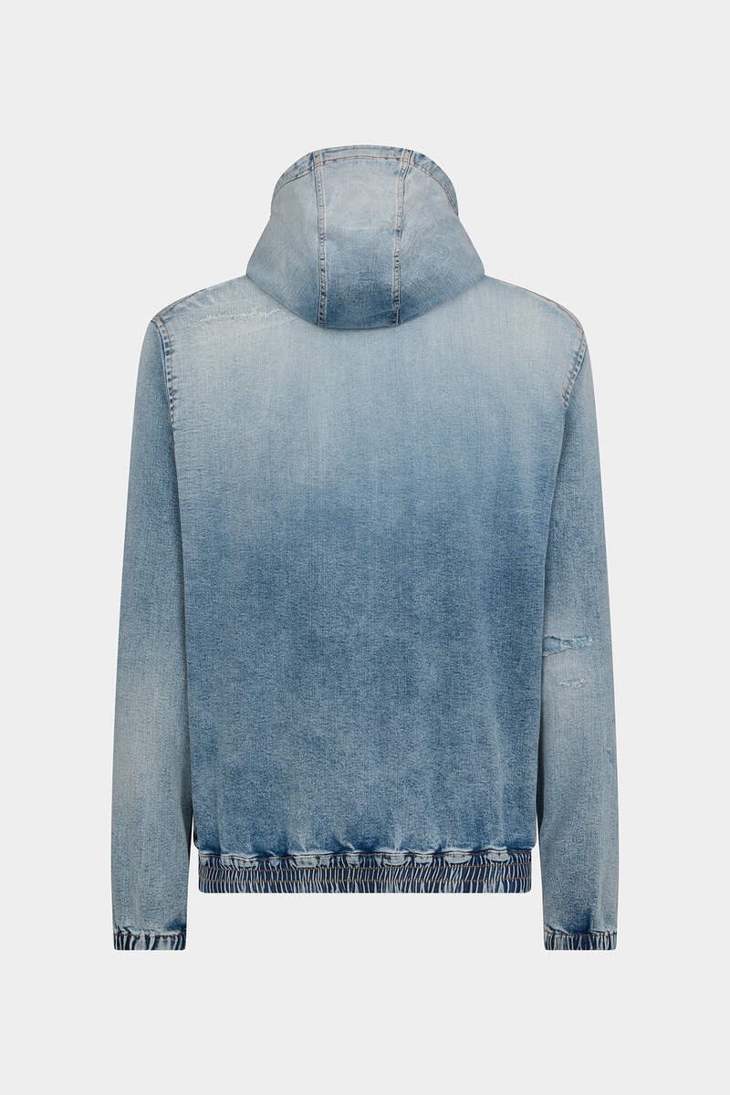 LIGHT SUPER SOFT WASH DENIM DIAMONDS  HOODIE JACKET - 2