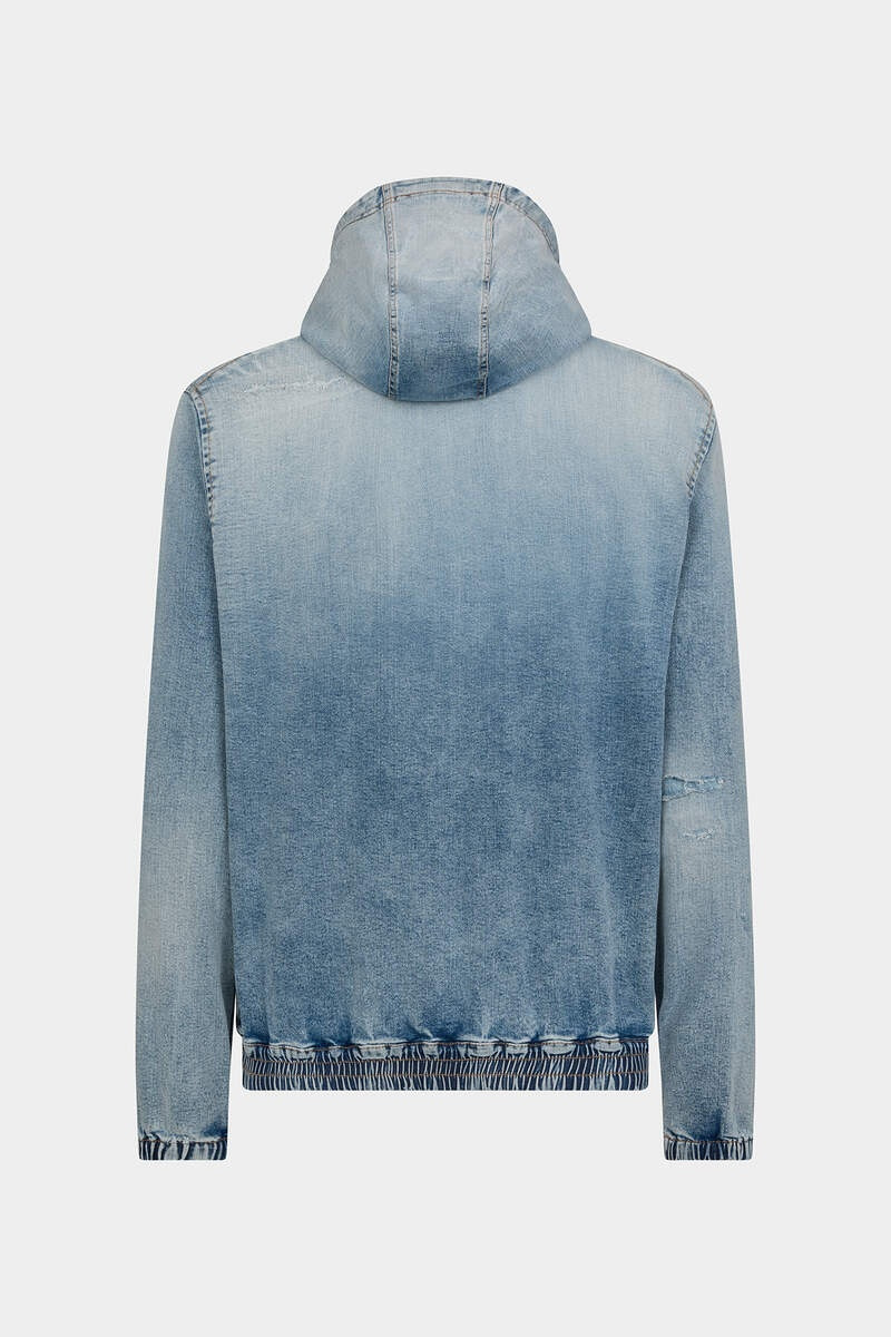 DSQUARED2 LIGHT SUPER SOFT WASH DENIM DIAMONDS  HOODIE JACKET outlook