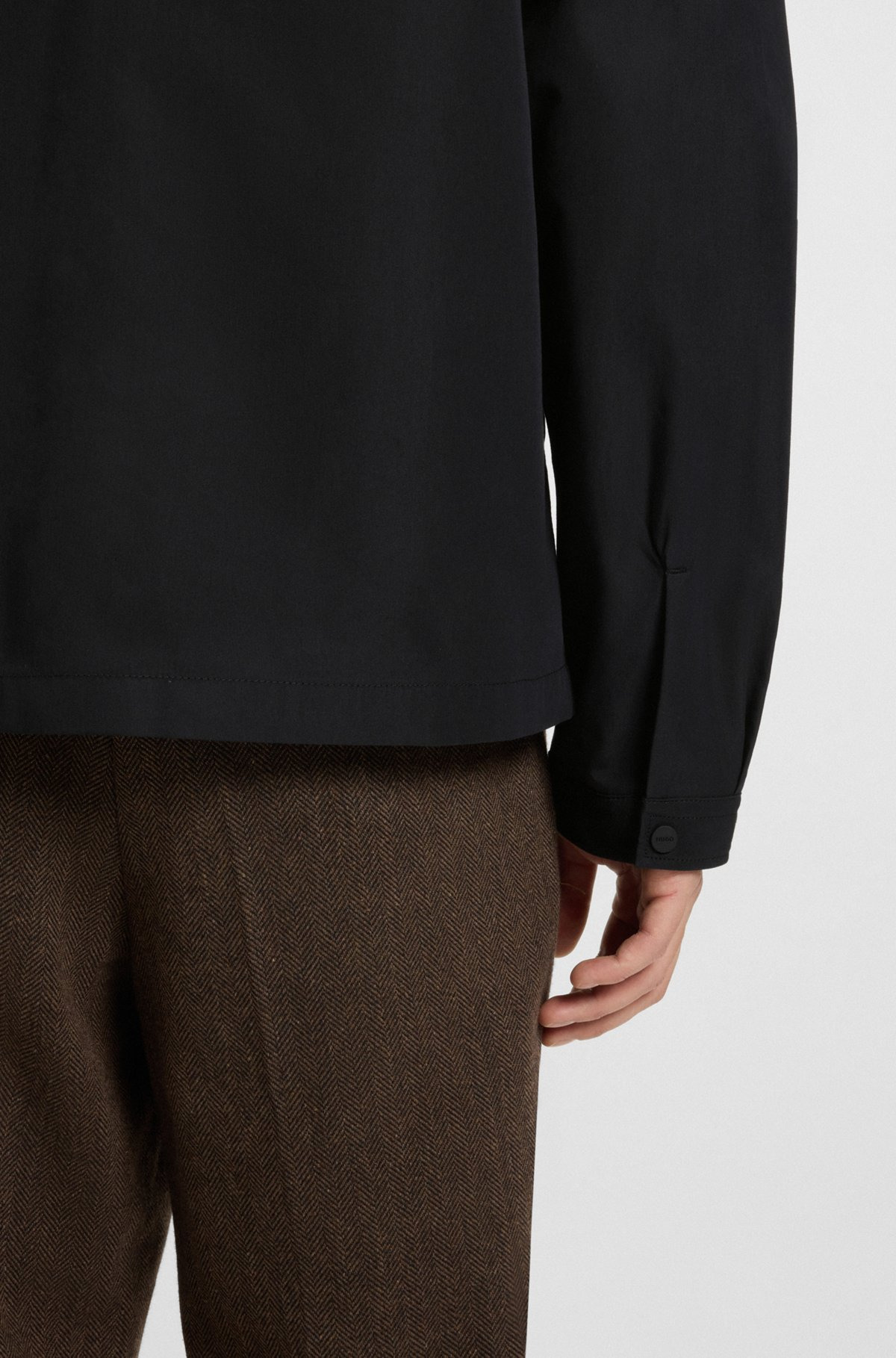 ZIP-UP CANVAS OVERSHIRT WITH LOGO LABEL - 6