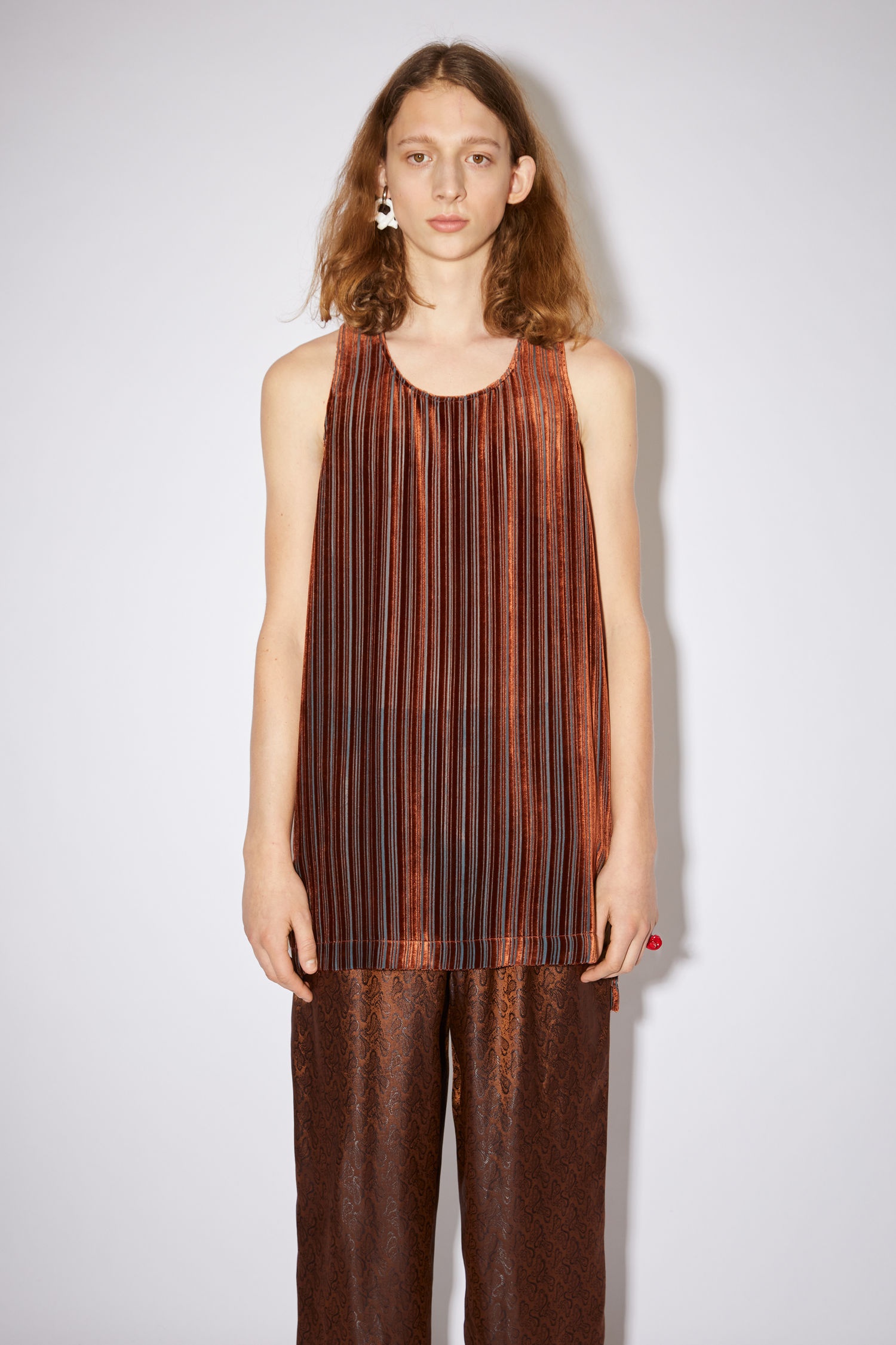 Striped tank top - Rust brown/blue - 2