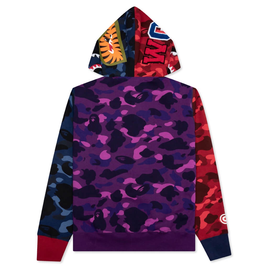 CRAZY SHARK WIDE FIT FULL ZIP DOUBLE HOODIE - MULTI - 2