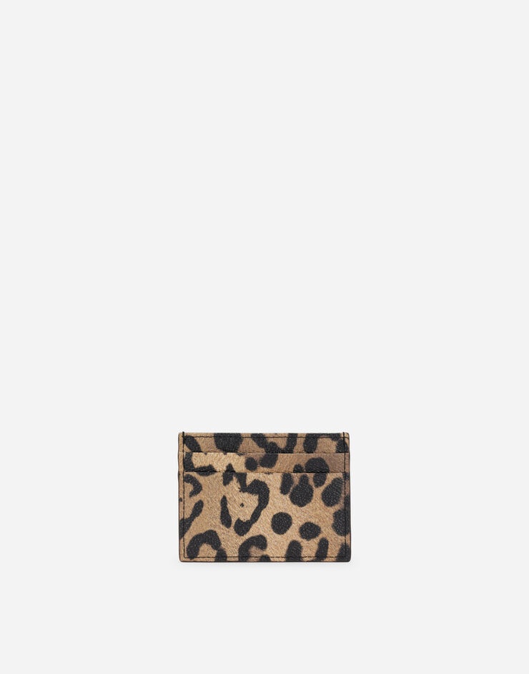Leopard-print Crespo card holder with branded plate - 3