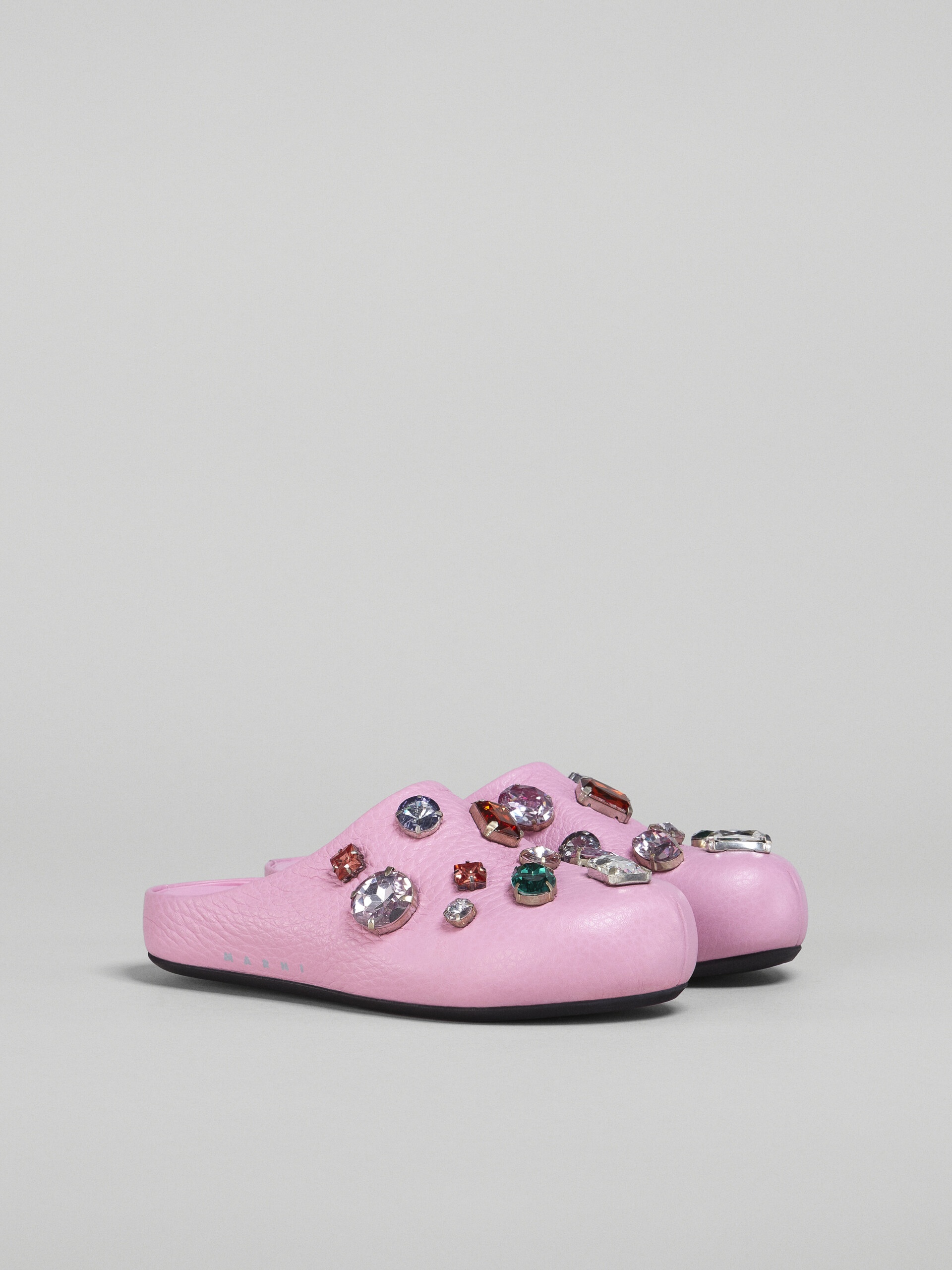 PINK LEATHER FUSSBETT SABOT WITH GLASS BEADS - 2