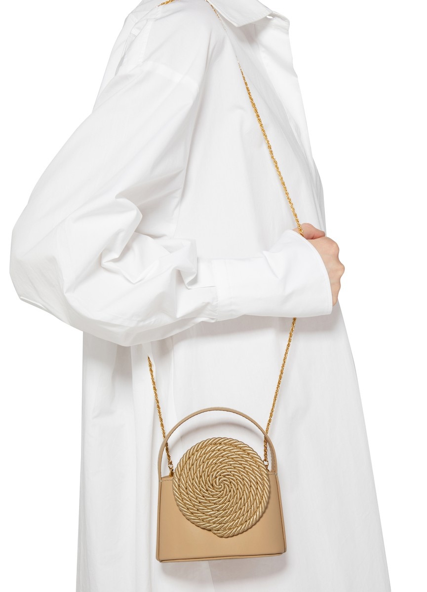 Black mini leather bag with passementerie details – DESTREE