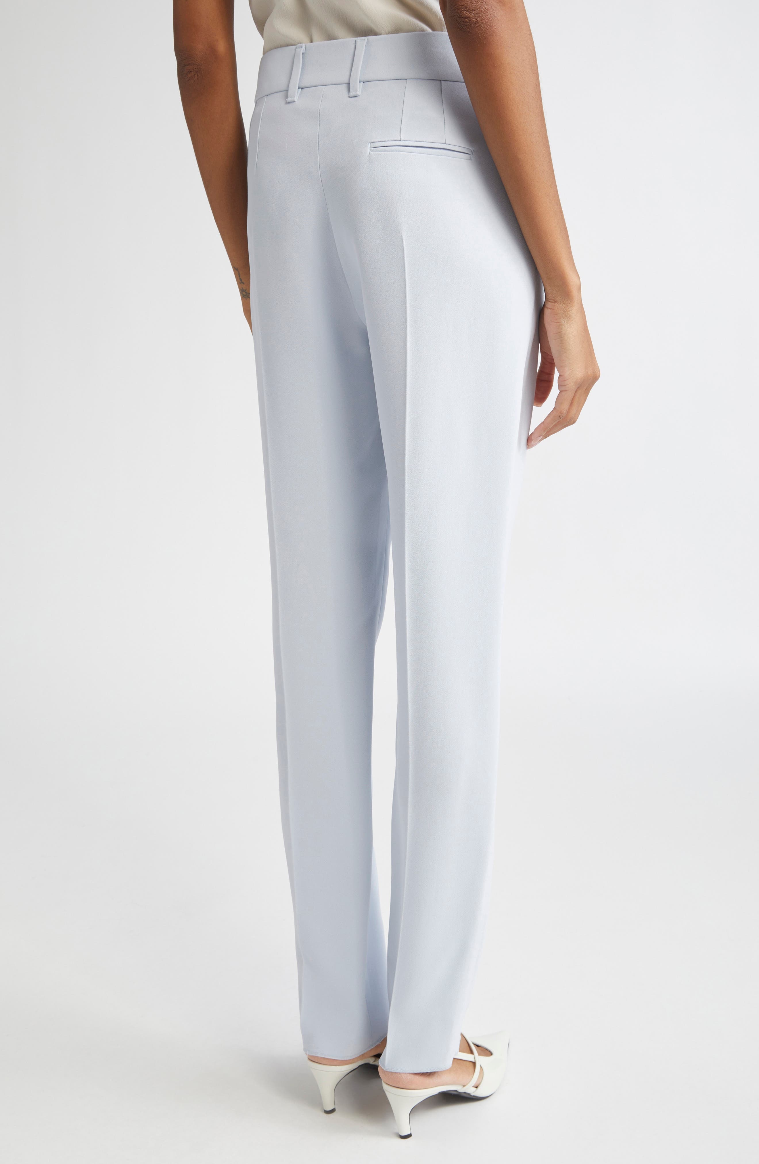 Emporio Armani Cady Crepe Straight Leg Pants in Zen Blue at Nordstrom - 3