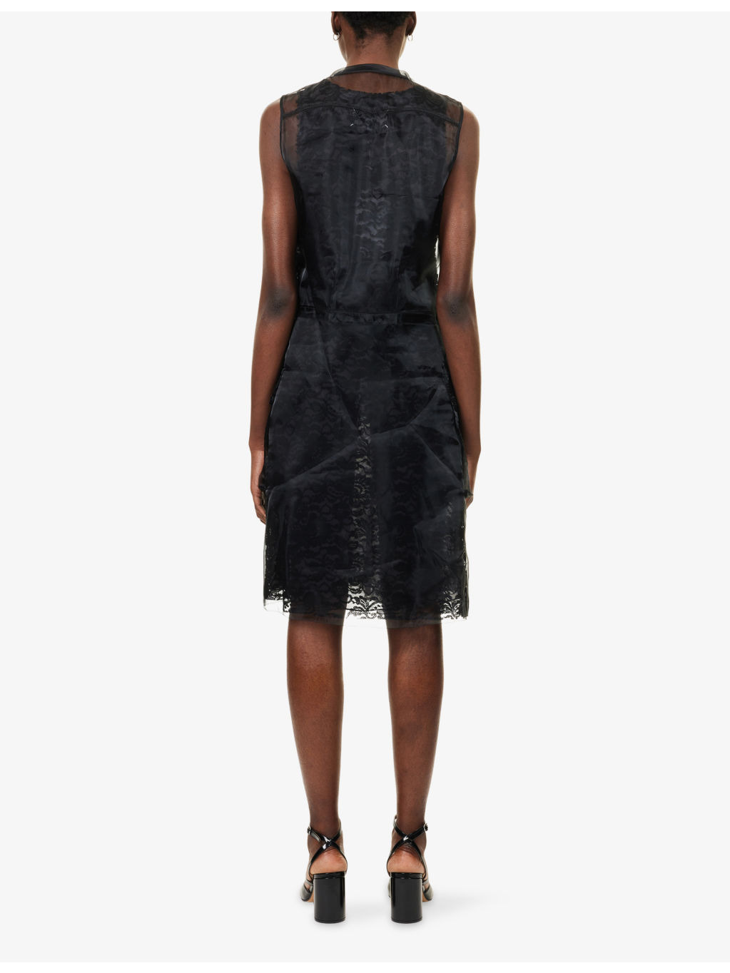 Layered Sleeveless Lace and Tulle Midi Dress - 4