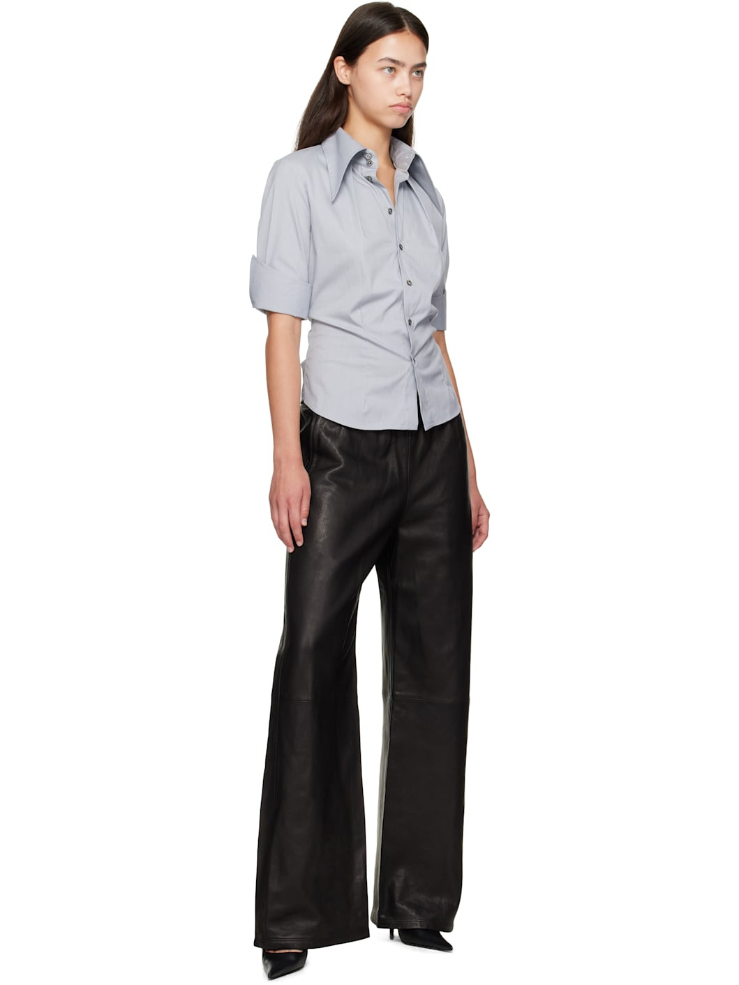 Black Lined Lambskin Pants - 4