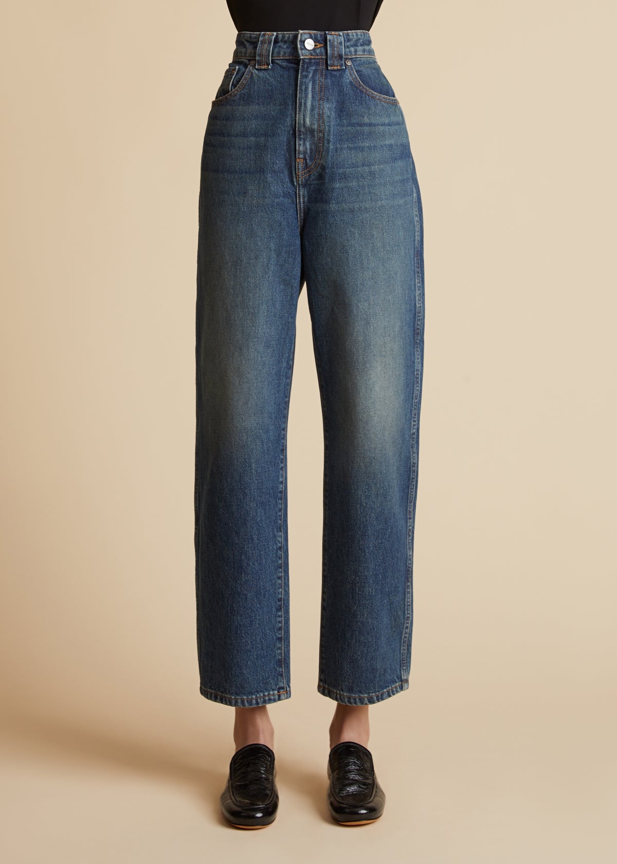 high-waisted straight-leg jeans - 3