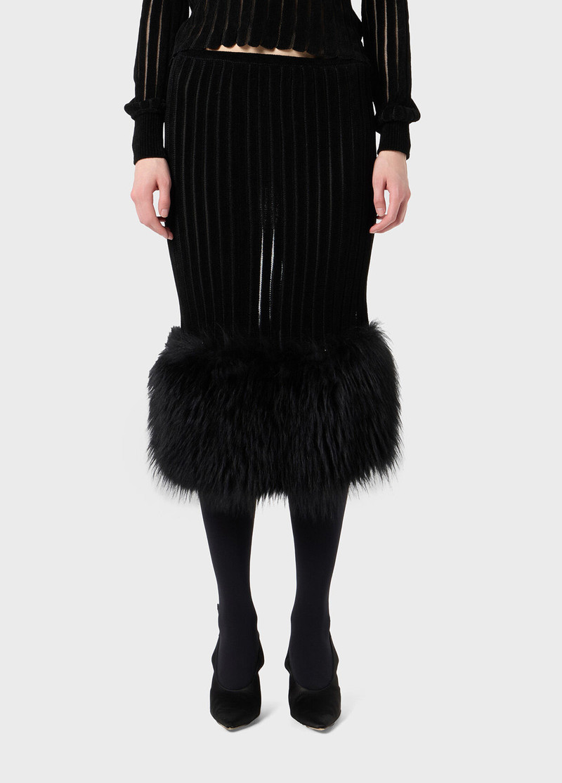 Blumarine KNIT MIDI SKIRT WITH FUR outlook