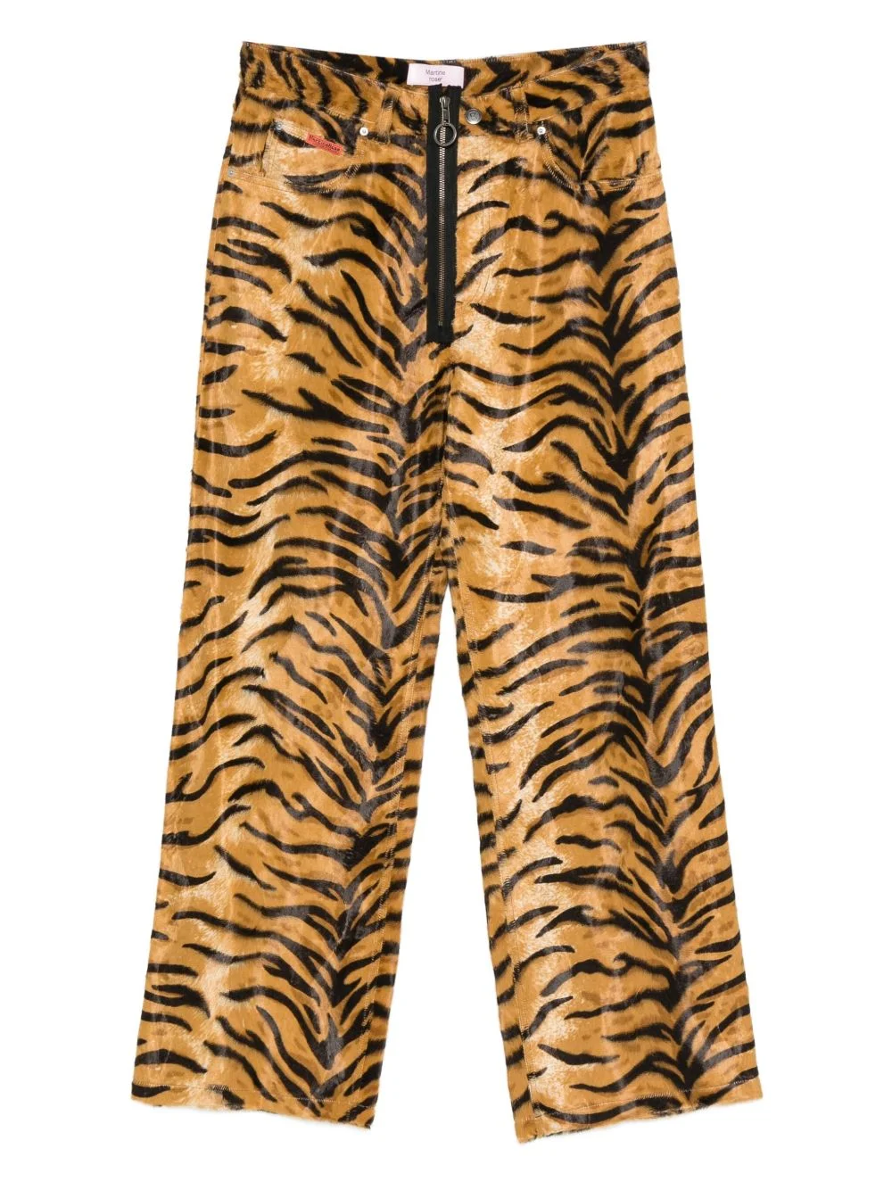 tiger-print zip-fly trousers - 1
