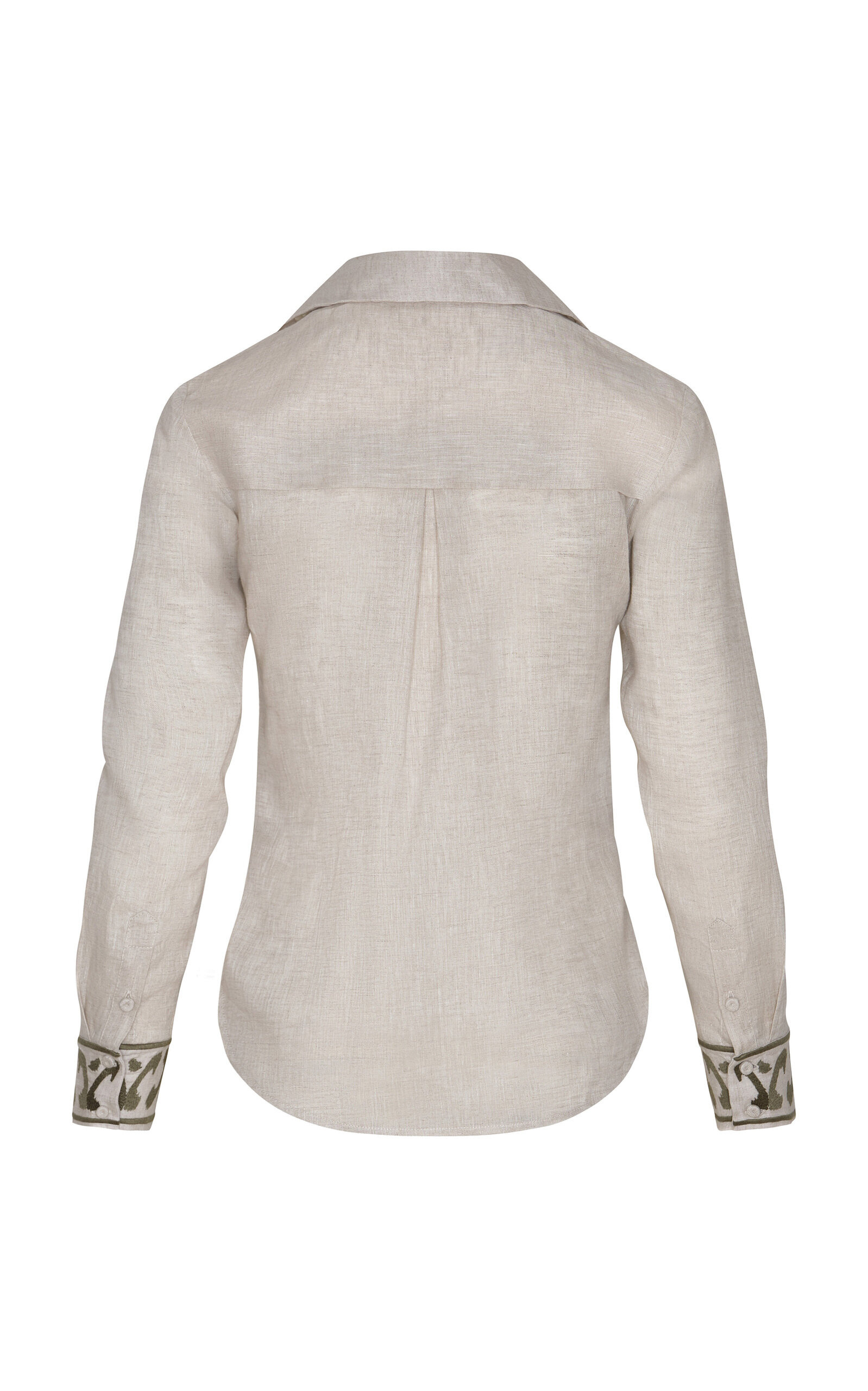 Murmullo De Ti Embroidered Linen Shirt khaki - 3