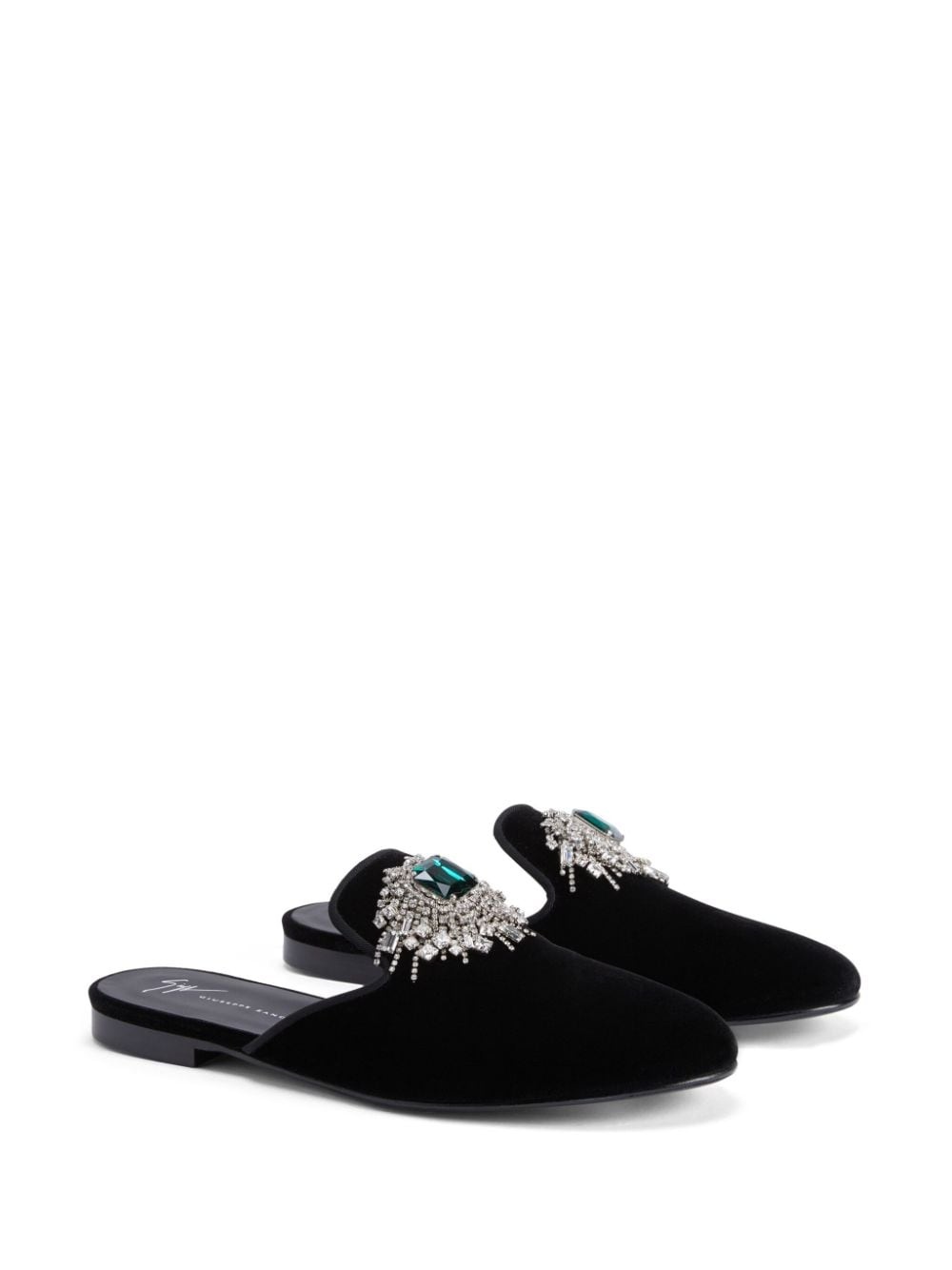 Euphemiee crystal-embellished velvet slippers - 2