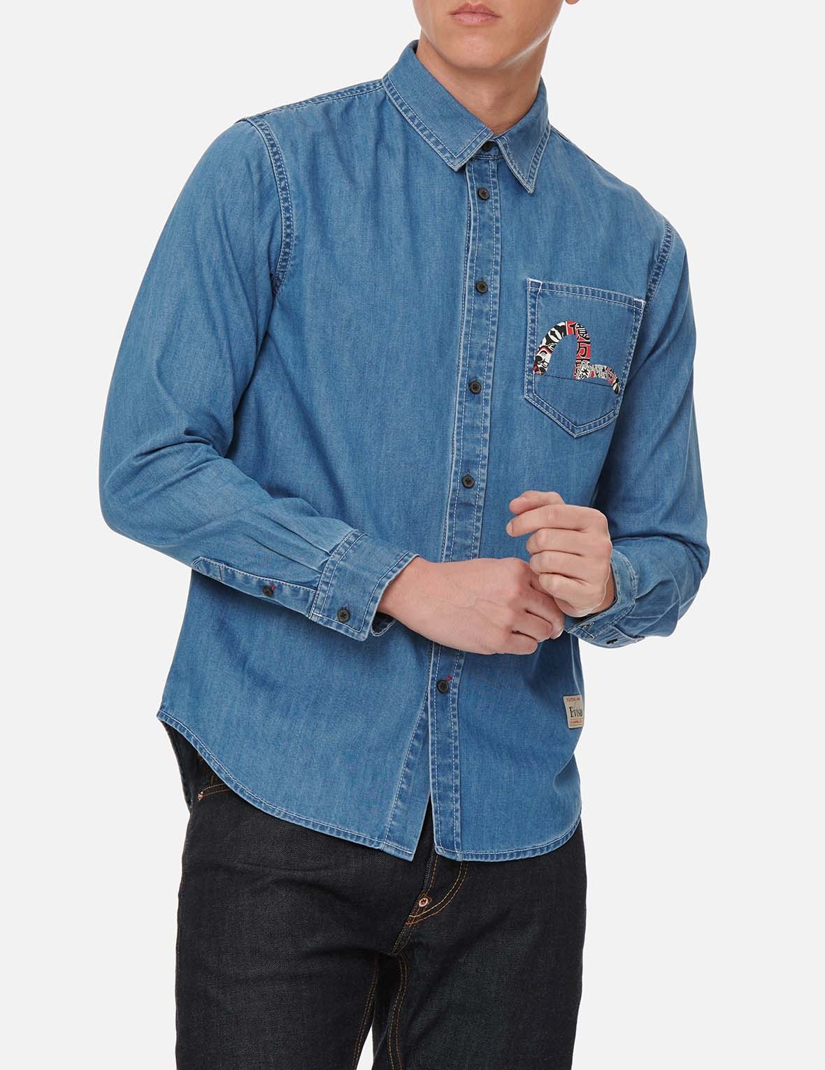 BIG CATCH PRAYER FESTIVAL GRAPHIC DAICOCK DENIM SHIRT - 4
