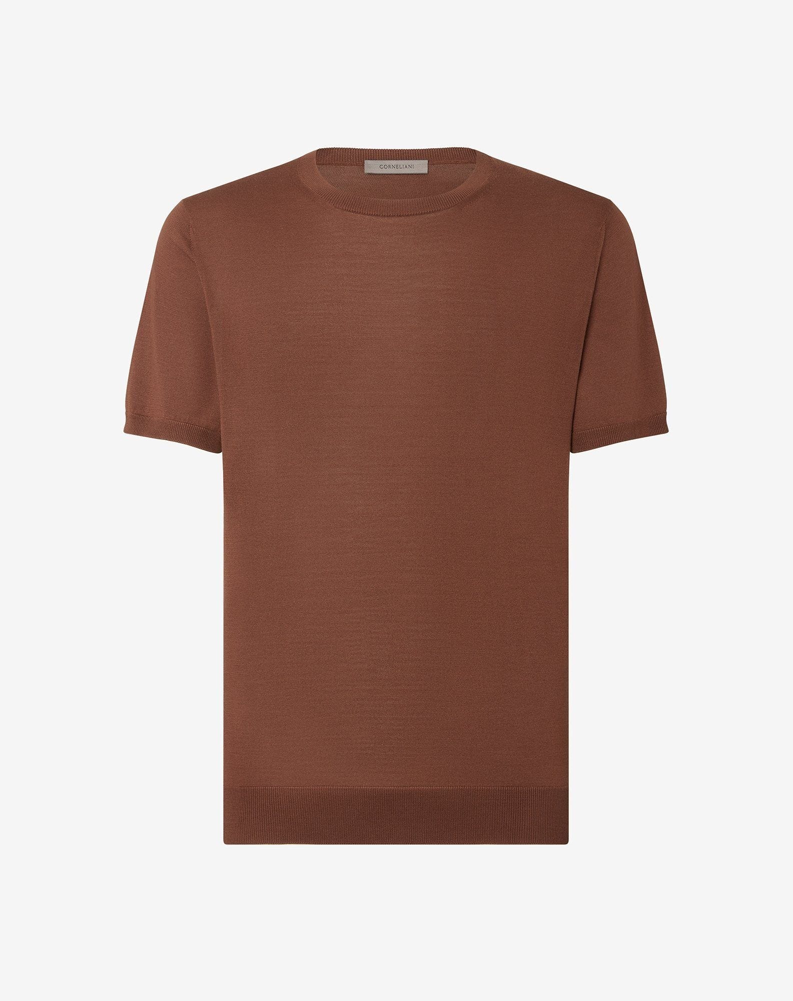 Burned earth pure silk crew neck knitwear - 1
