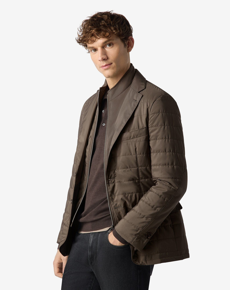 CORNELIANI Brown techno poplin jacket with detachable vest outlook