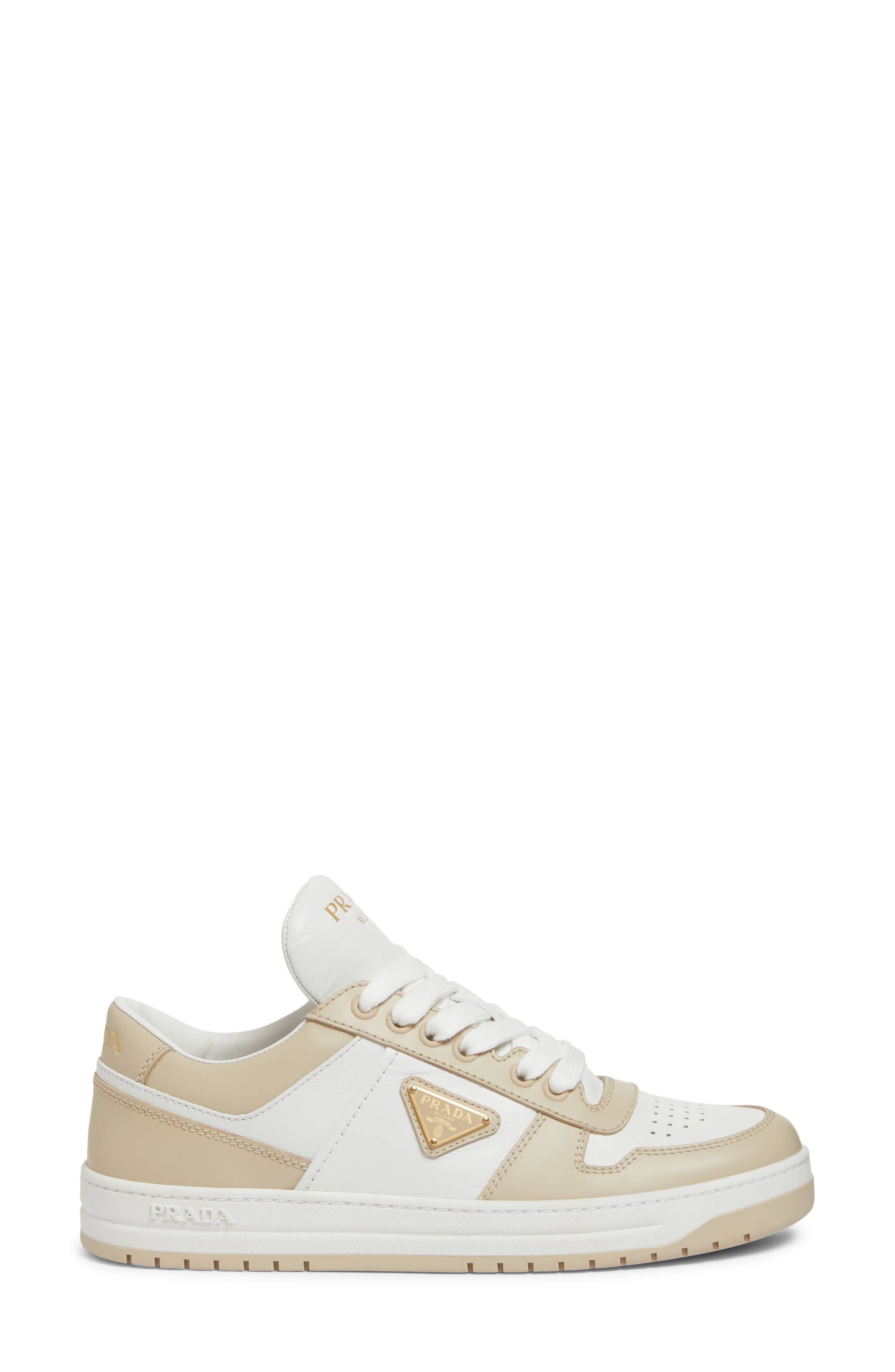 Prada Downtown Logo Low Top Sneaker in Bianco/Deserto at Nordstrom - 3