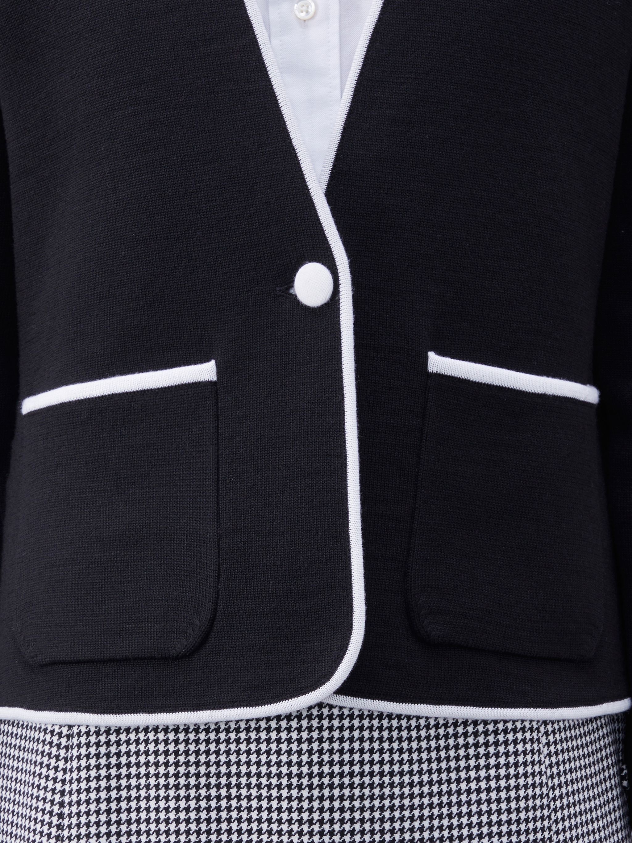 Double Face Merino Wool Tipping Collarless Jacket - 6