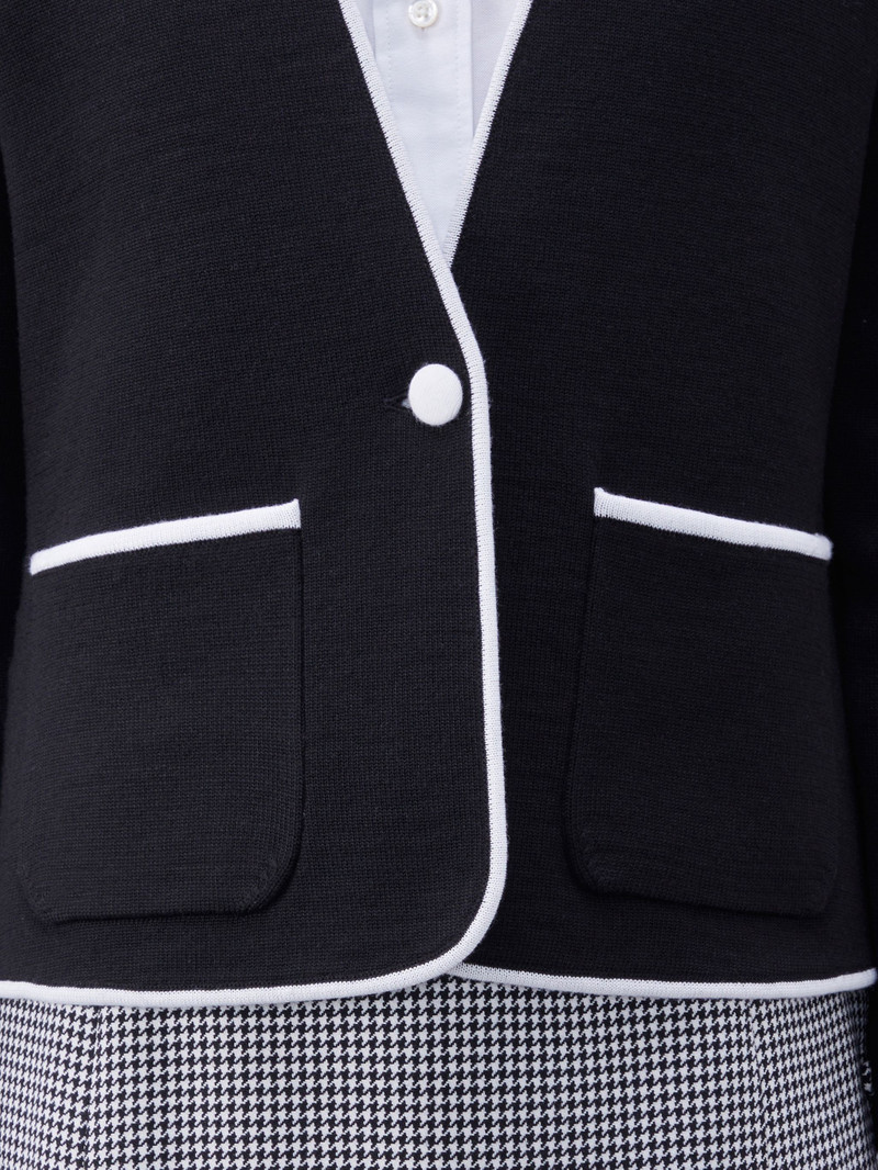 Double Face Merino Wool Tipping Collarless Jacket 6
