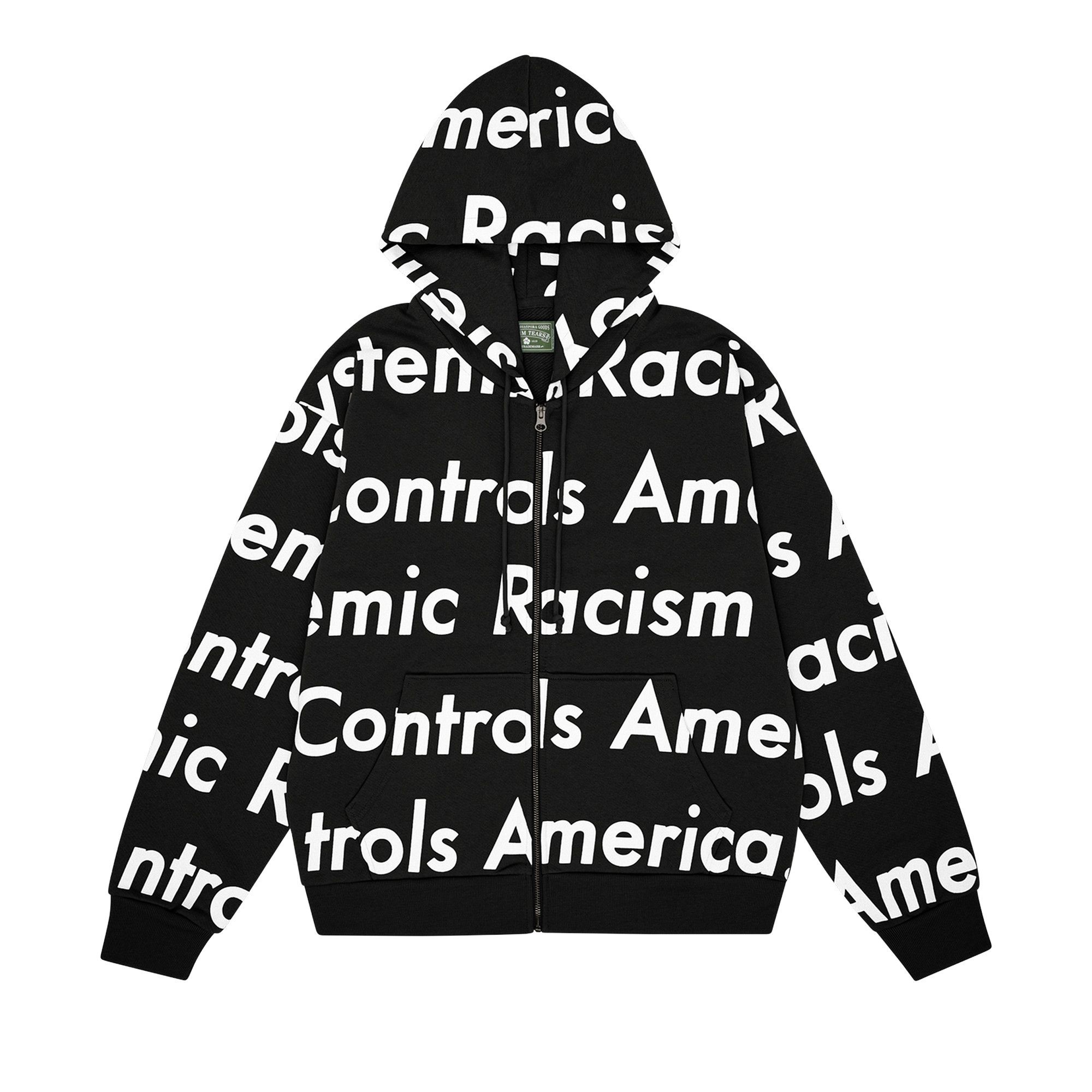 Denim Tears x Arthur Jafa Systemic Racism Controls America Zip Up Hoodie 'Black' - 1