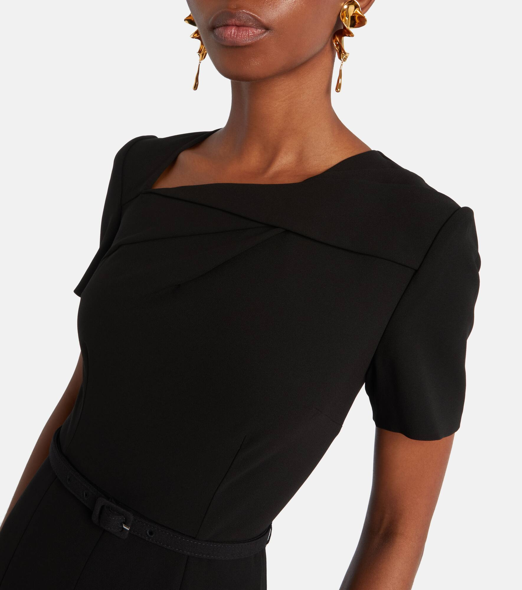 Belted crêpe midi dress - 4