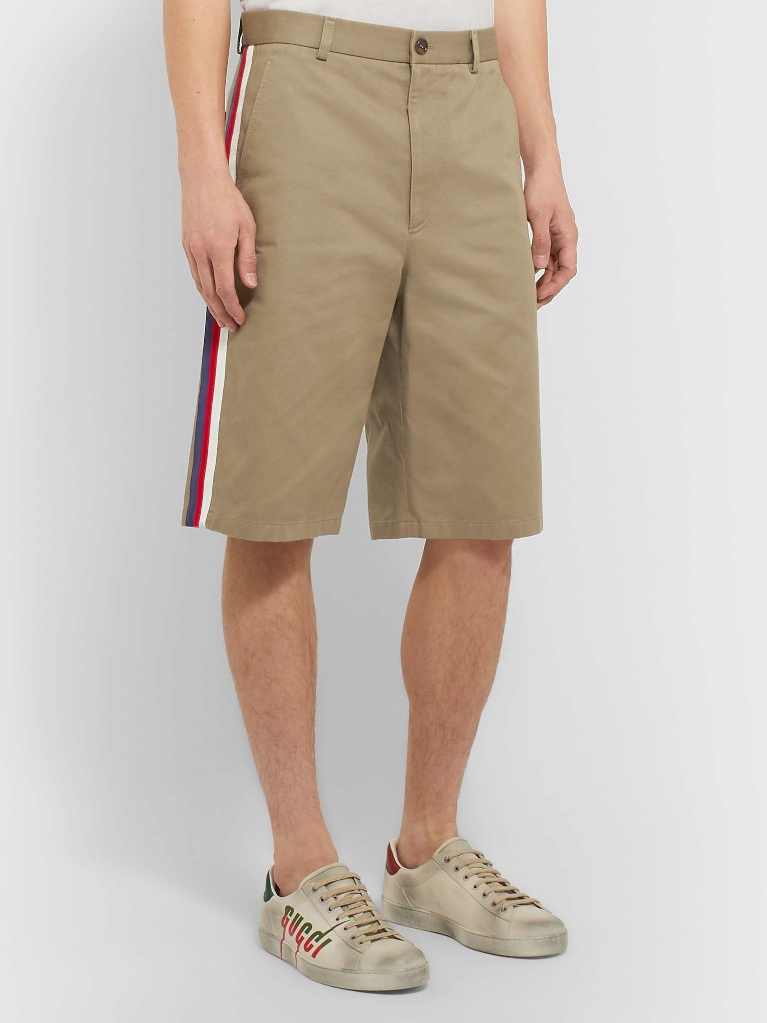 Webbing-Trimmed Cotton-Twill Bermuda Shorts - 4