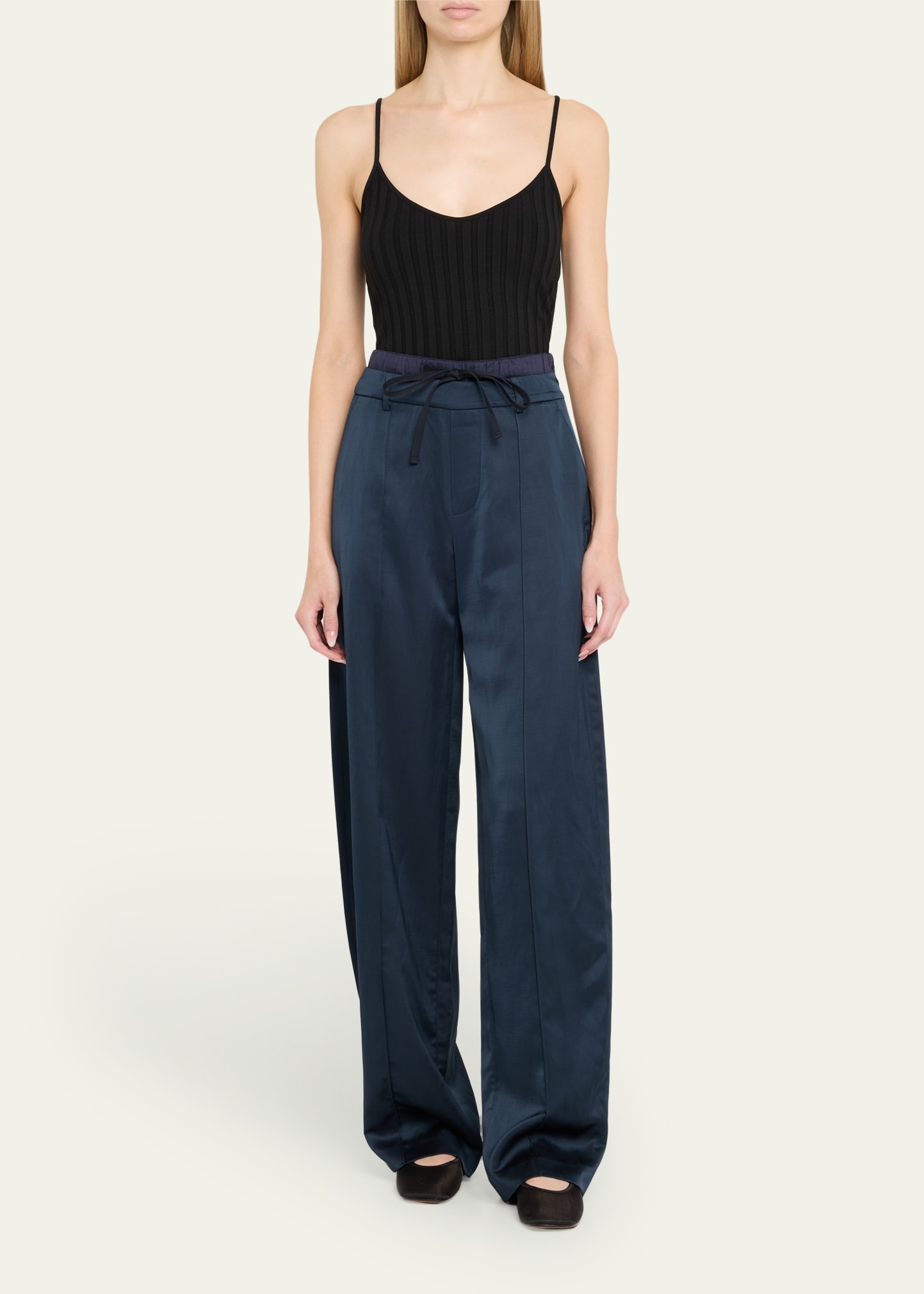 Mid-Rise Double Waistband Pants - 2