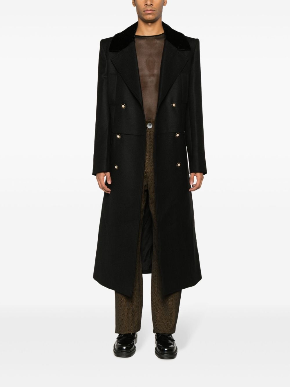 double-breasted wool coat - 2