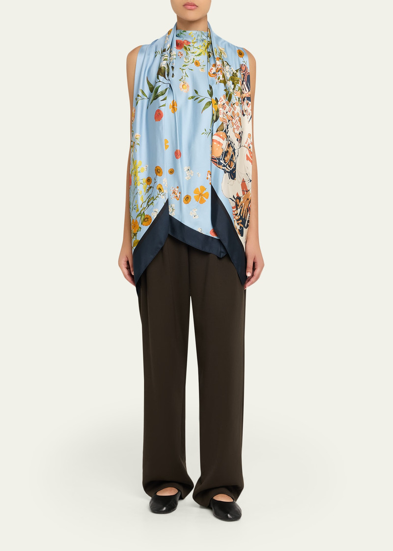 Monse Floral Printed Silk Scarf Top outlook