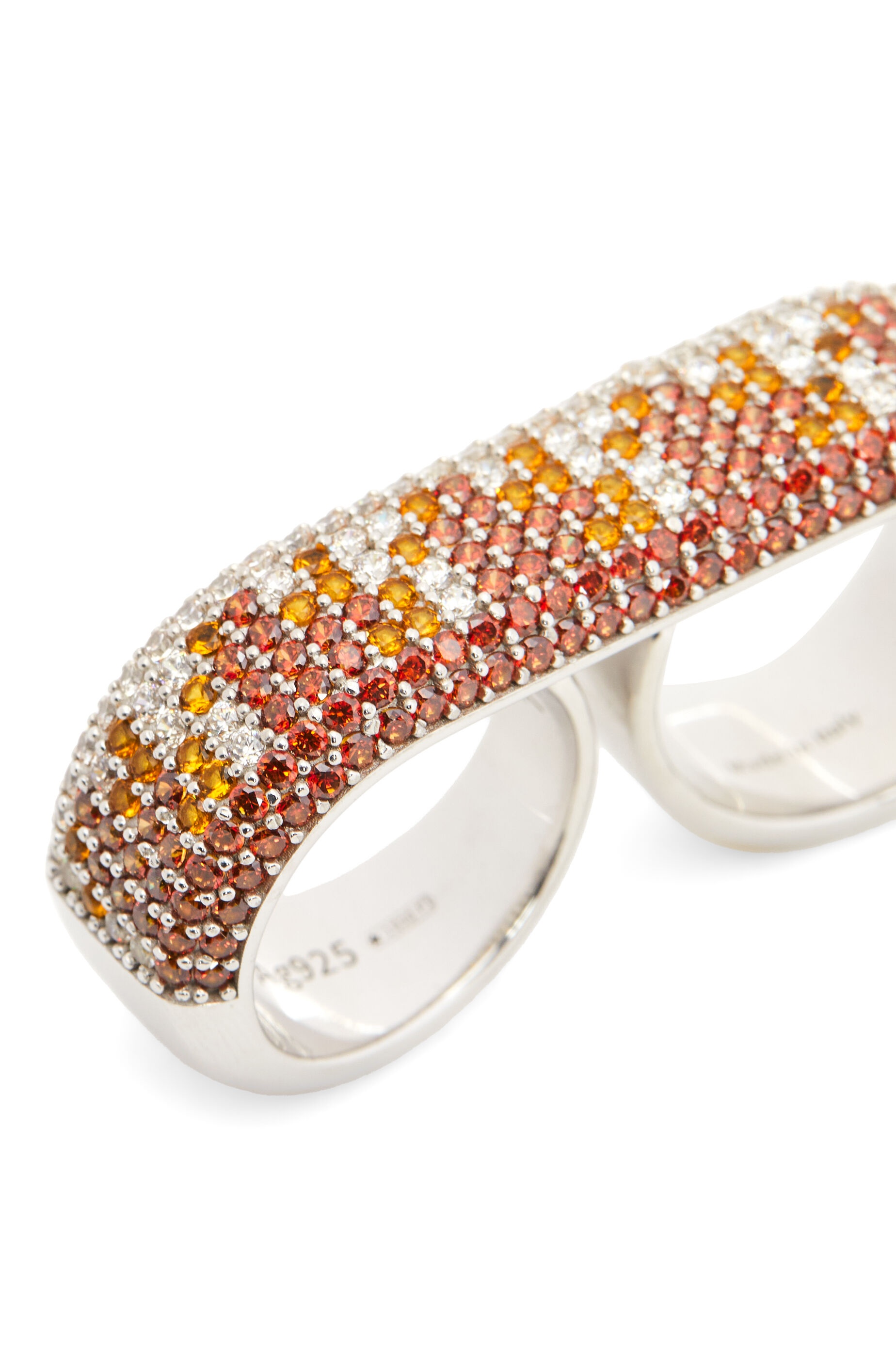 Double Pavé ring in sterling silver and crystals - 5
