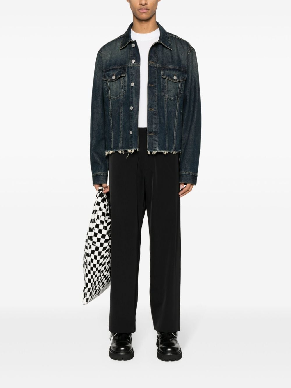 frayed-hem denim jacket - 2